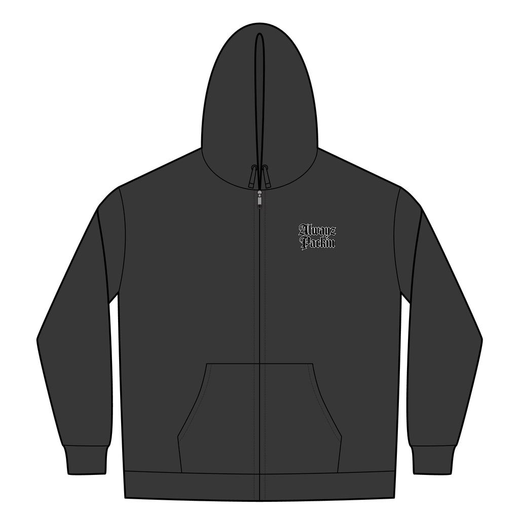Alwayz Pack Front Zip/ Skull and Guns Rocker Back
