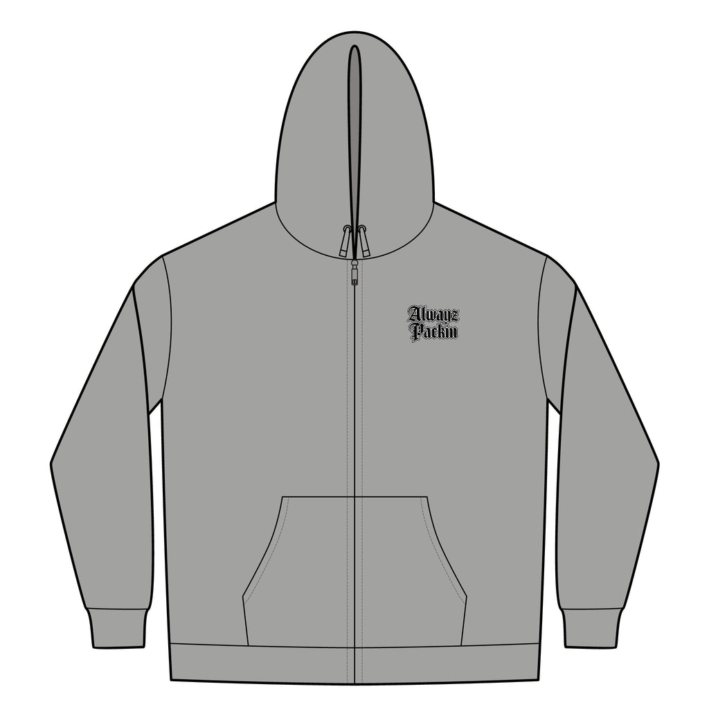 Alwayz Pack Front Zip/ Skull and Guns Rocker Back