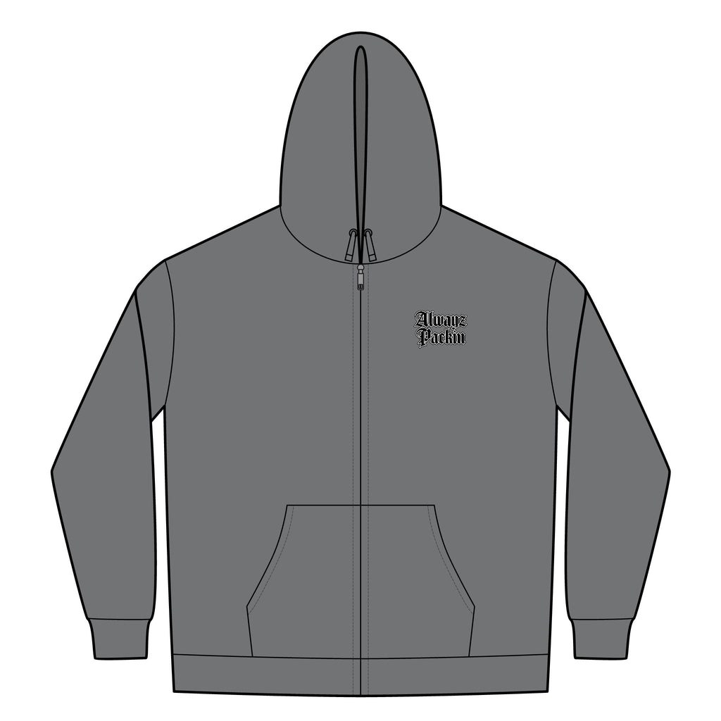 Alwayz Pack Front Zip/ Skull and Guns Rocker Back