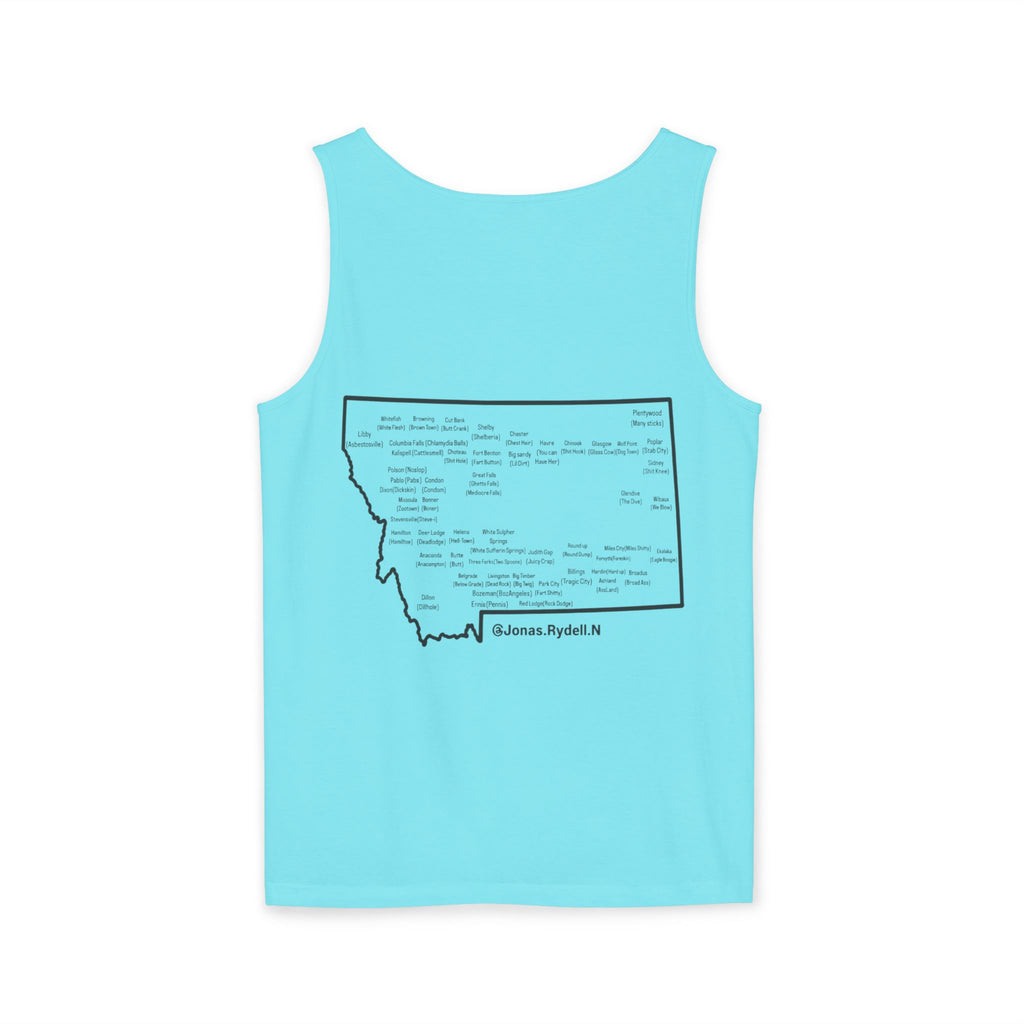 Montana (Not A Touron) Front/ Towns and Nicknames Map Back Tank Top