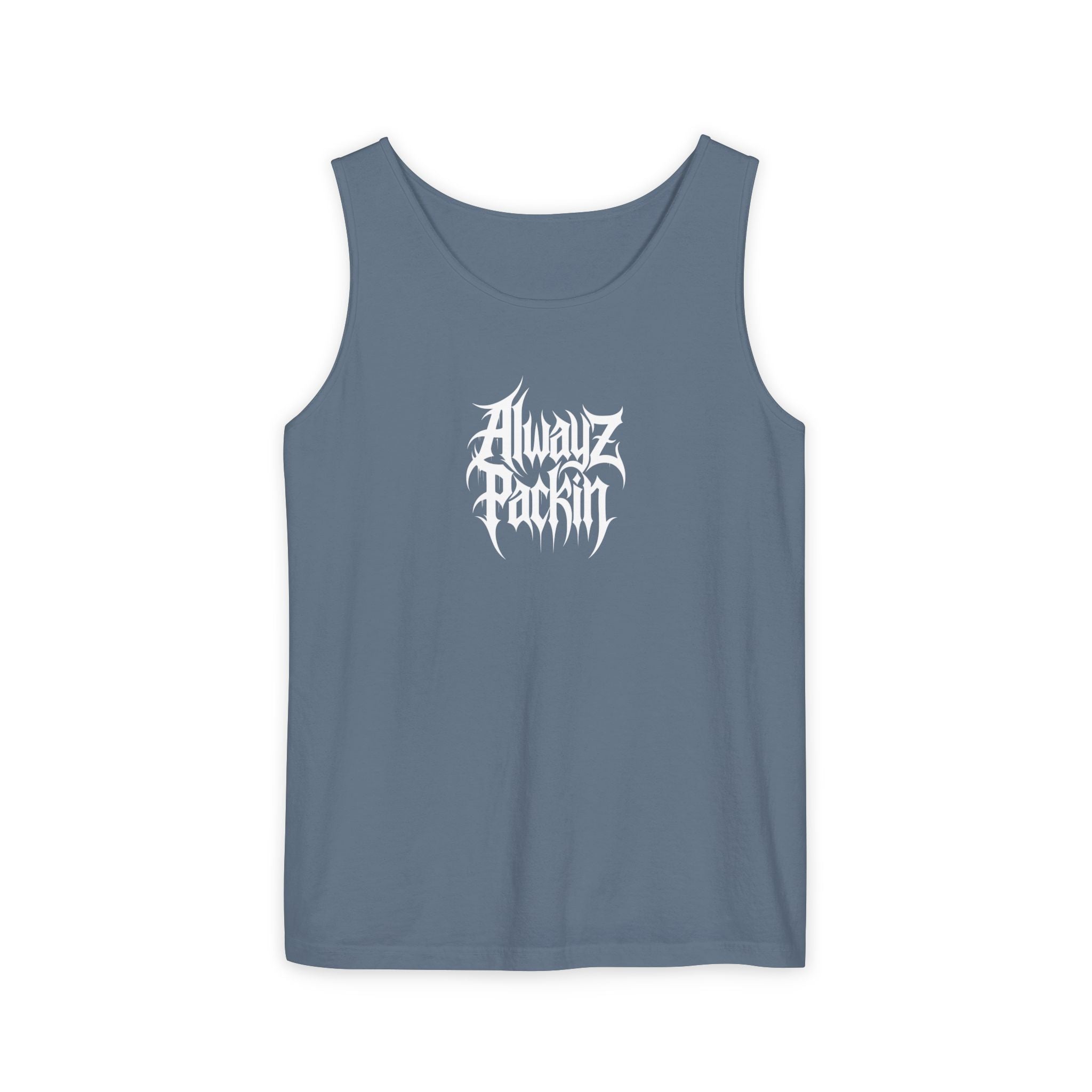 Alwayz Packin Heavy Metal Front Skull Guns back Tank