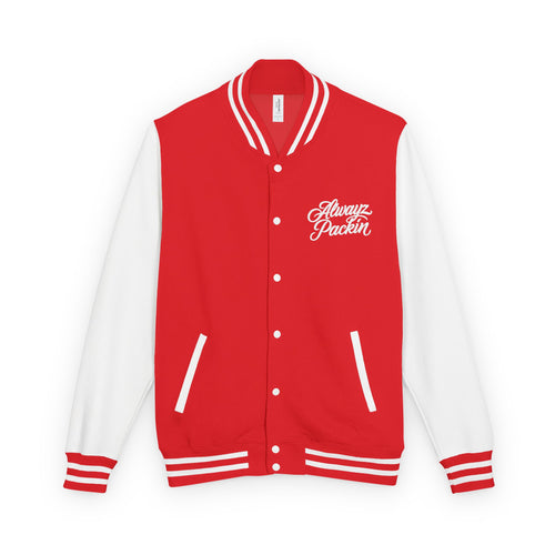 Alwayz packin front/ Alwayz Packin Skull and guns back Unisex Heavyweight Letterman Jacket