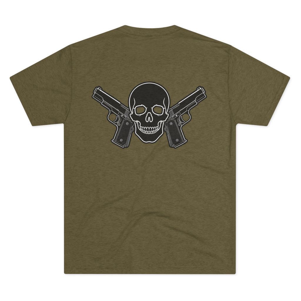 Tri- Blend Always Packin front Skull and Cross Bones back