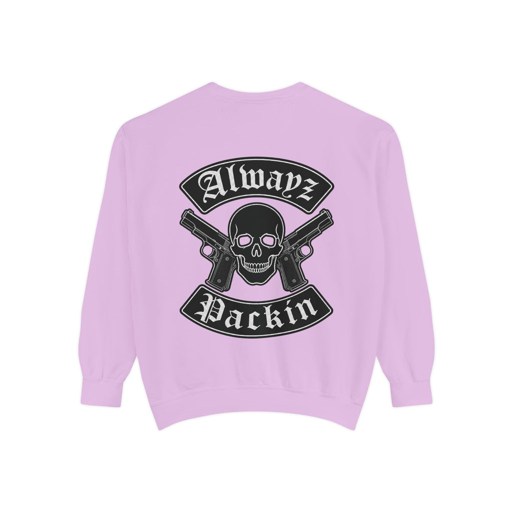 Alwayz Packin Front/ Skull and Guns with Rocker Back Sweatshirt