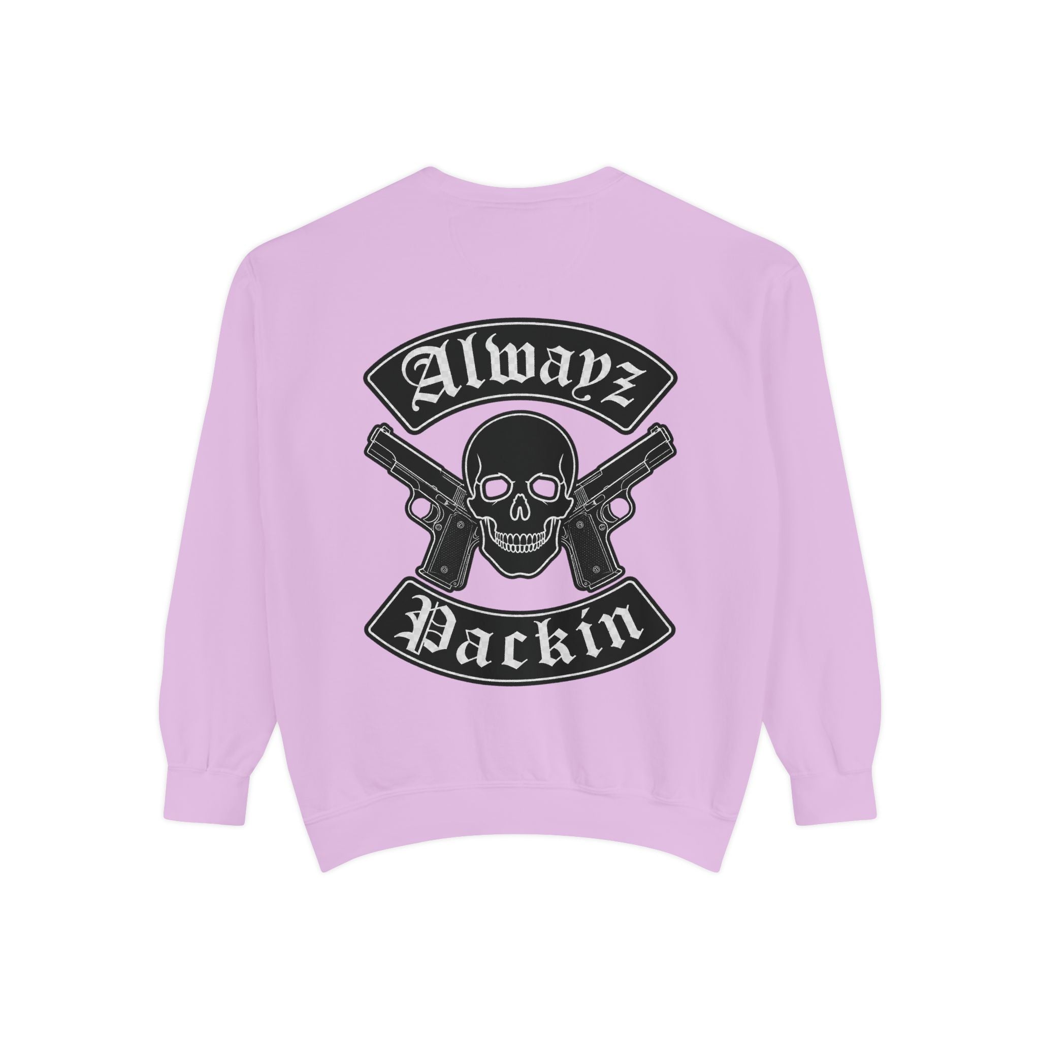 Alwayz Packin Front/ Skull and Guns with Rocker Back Sweatshirt