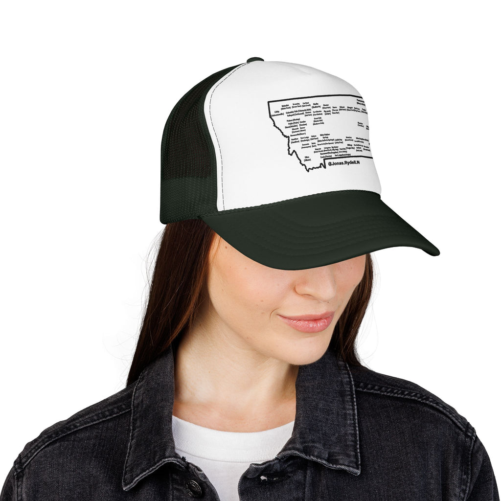 Montana Map Trucker Hat — Vintage Road Map Design