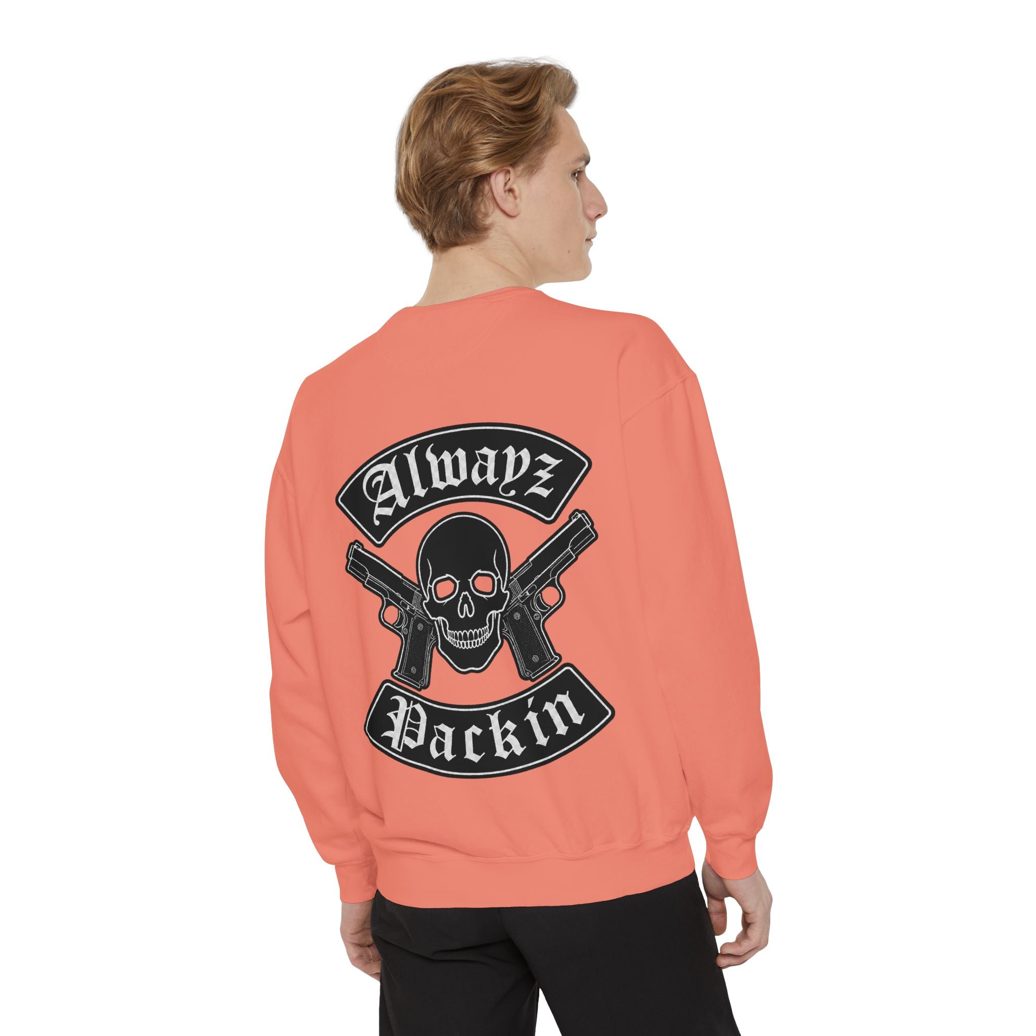 Alwayz Packin Front/ Skull and Guns with Rocker Back Sweatshirt