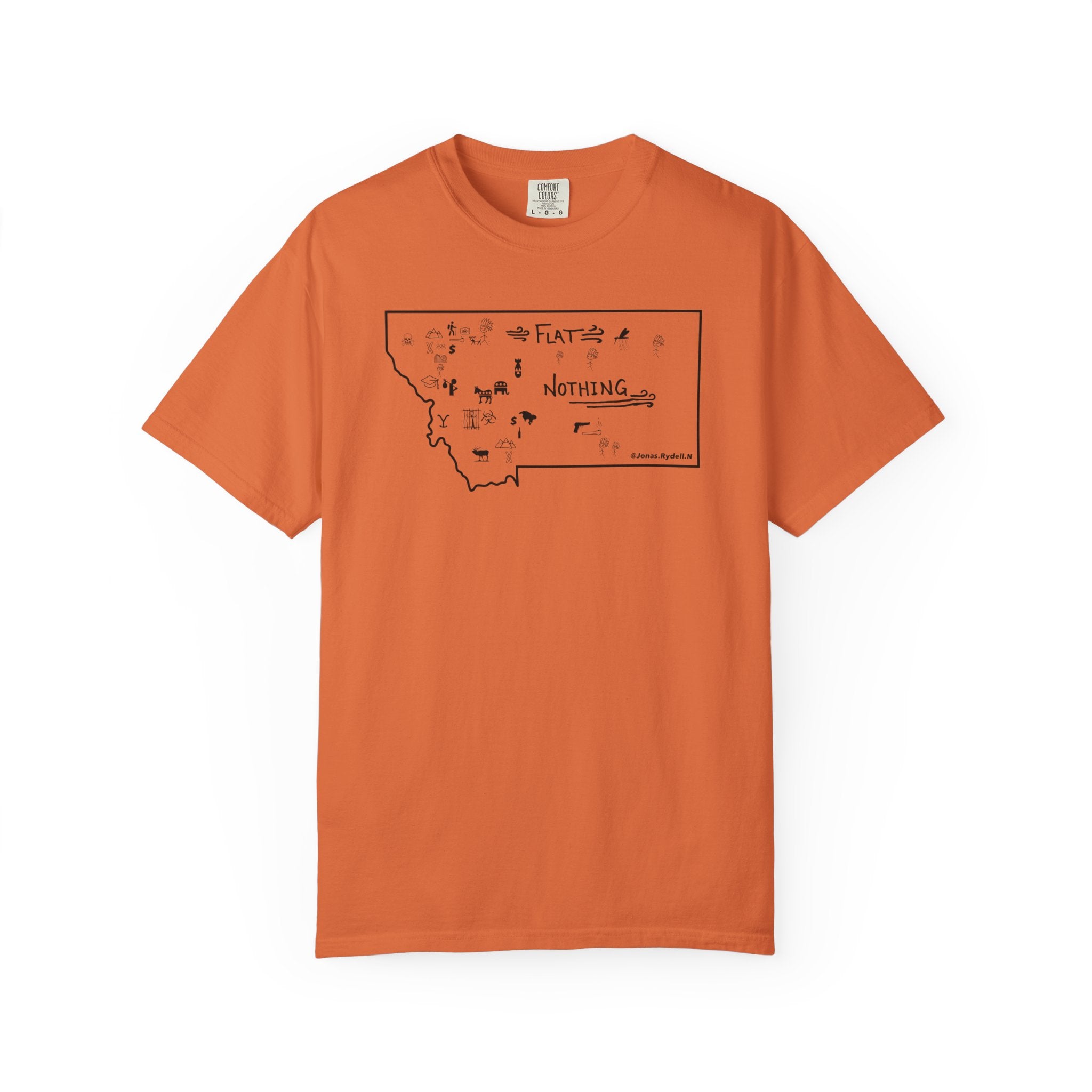 Flat Nothing Montana map T-shirt | state outline sketch