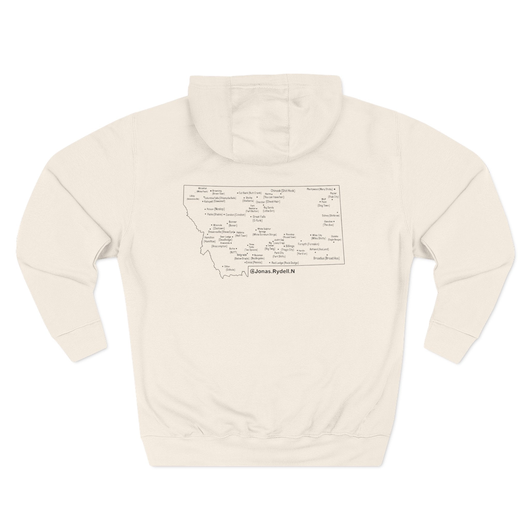 Montana (Not a Touron) Front/ Montana Map with nicknames back Hoodie