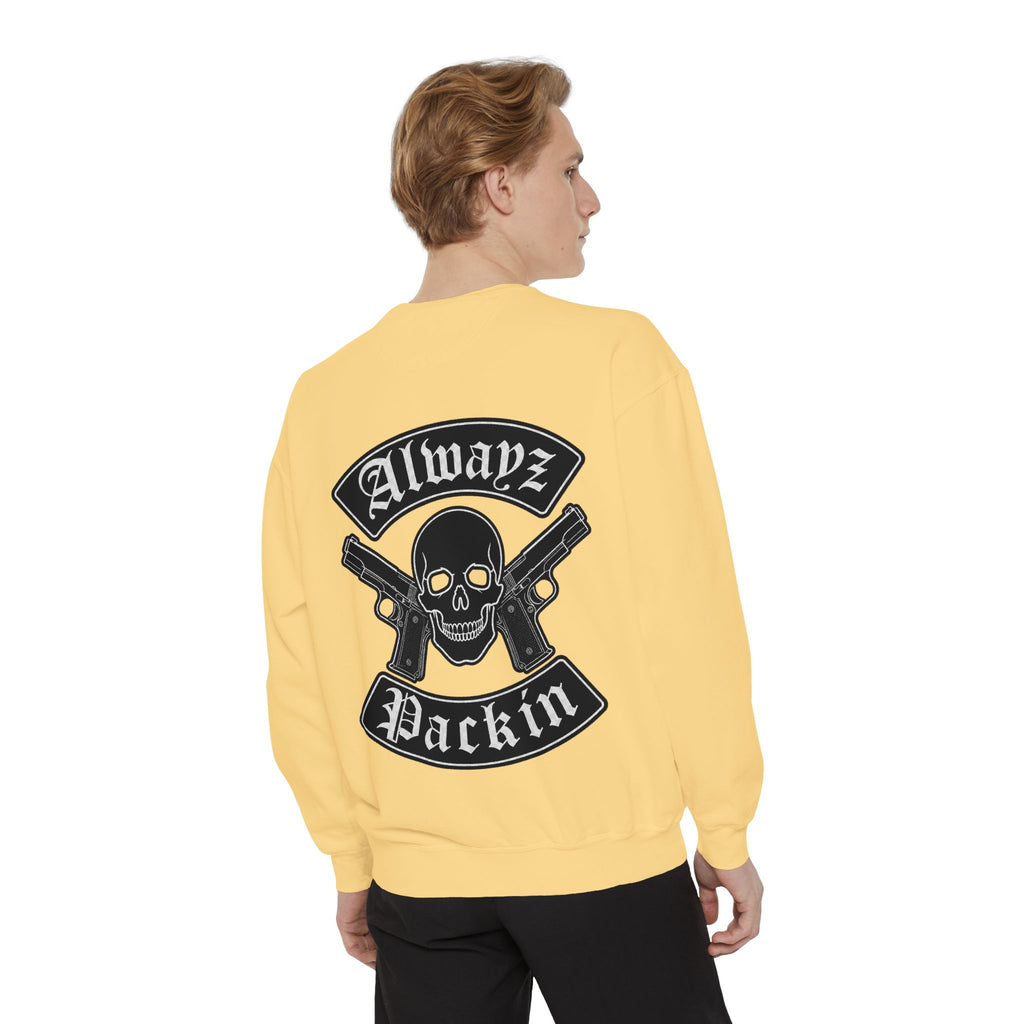 Alwayz Packin Front/ Skull and Guns with Rocker Back Sweatshirt