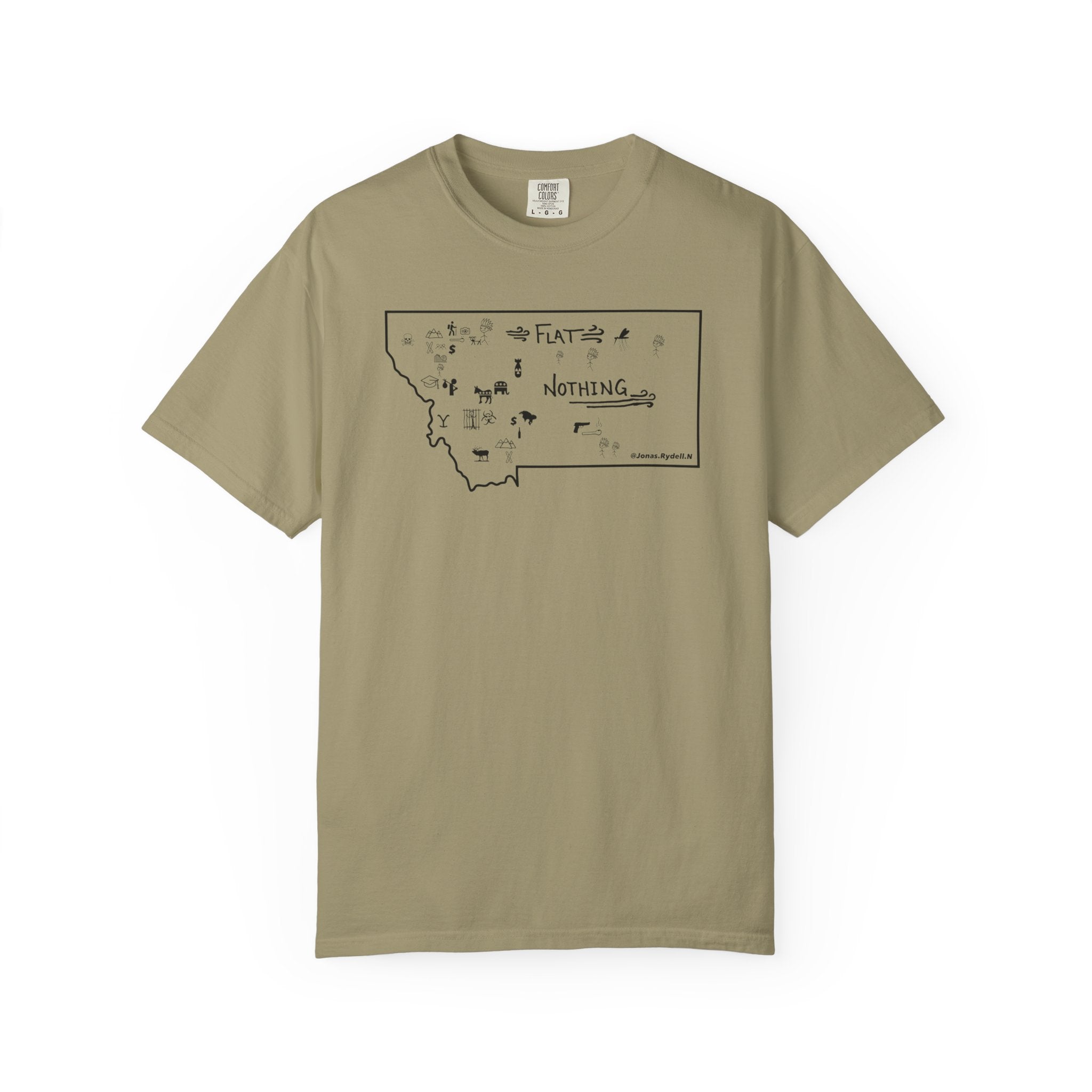Flat Nothing Montana map T-shirt | state outline sketch