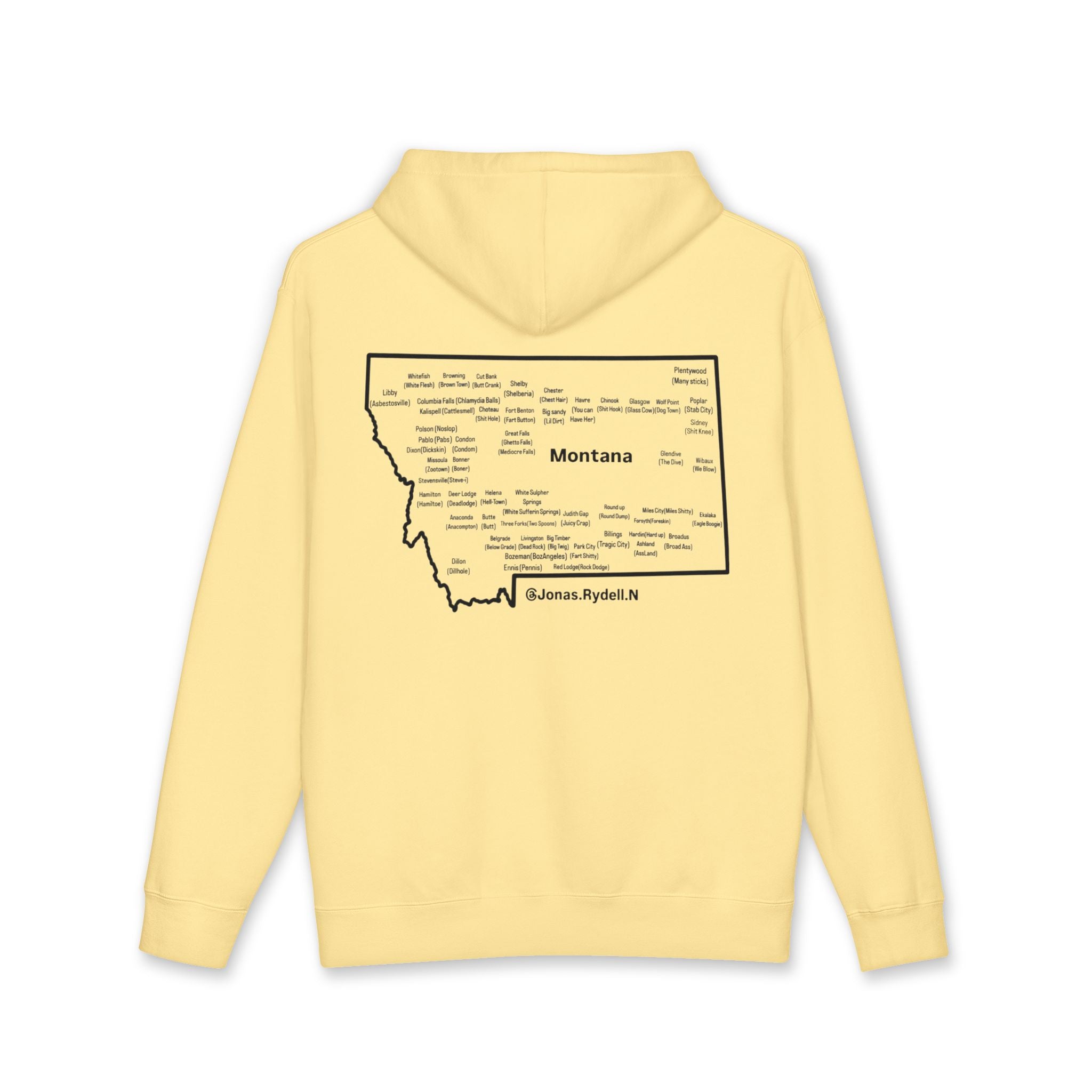 Montana (Not a Touron) Front/ Map with Towns and Nicknames back