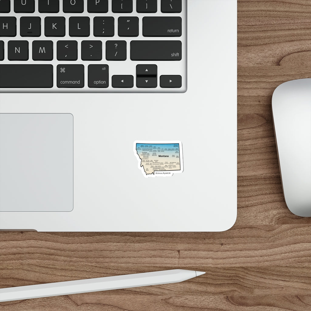 Montana Map Sticker with Towns and Town Nickname