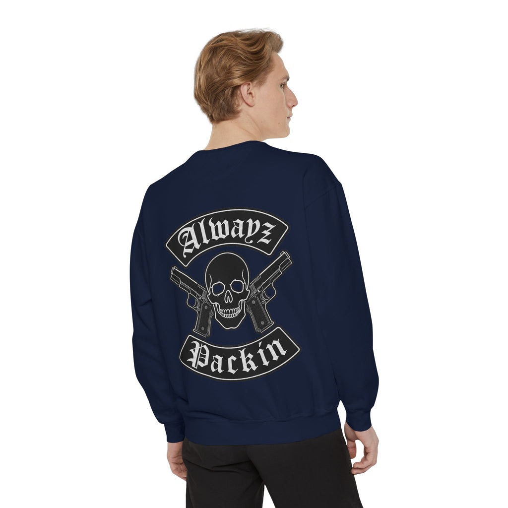 Alwayz Packin Front/ Skull and Guns with Rocker Back Sweatshirt
