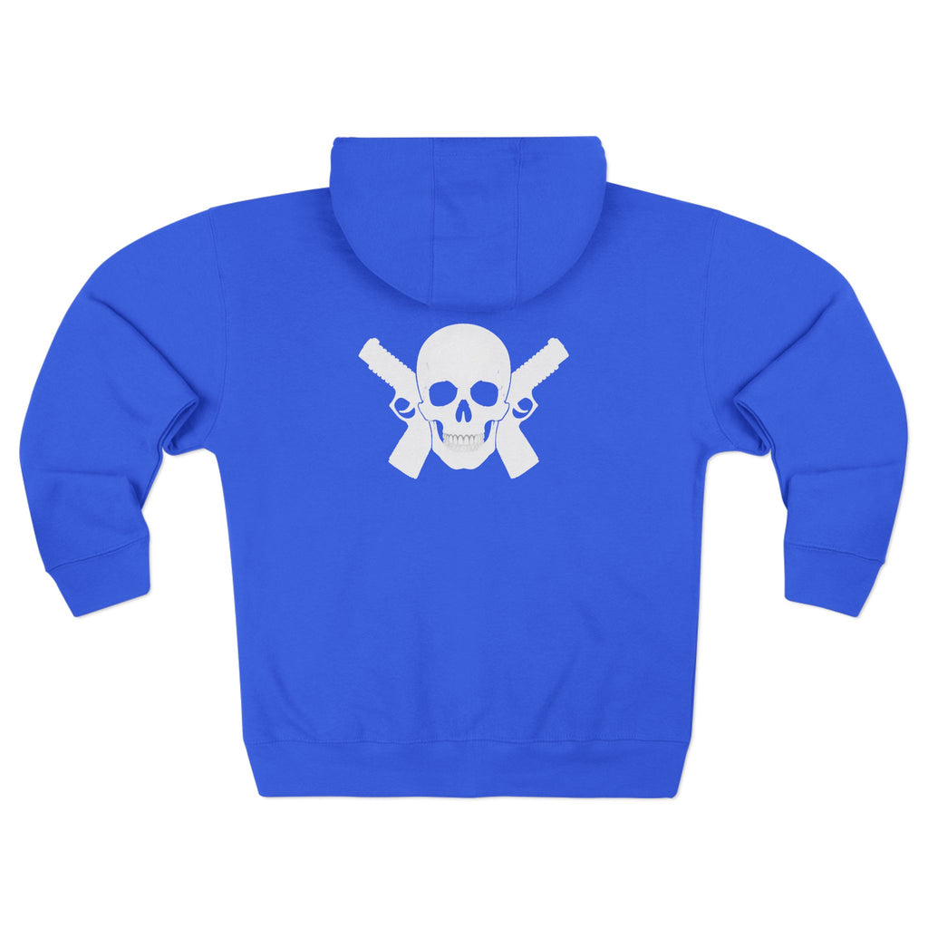 Alwayz Packin Front/ Skull and Guns in back Zip up Hoodie