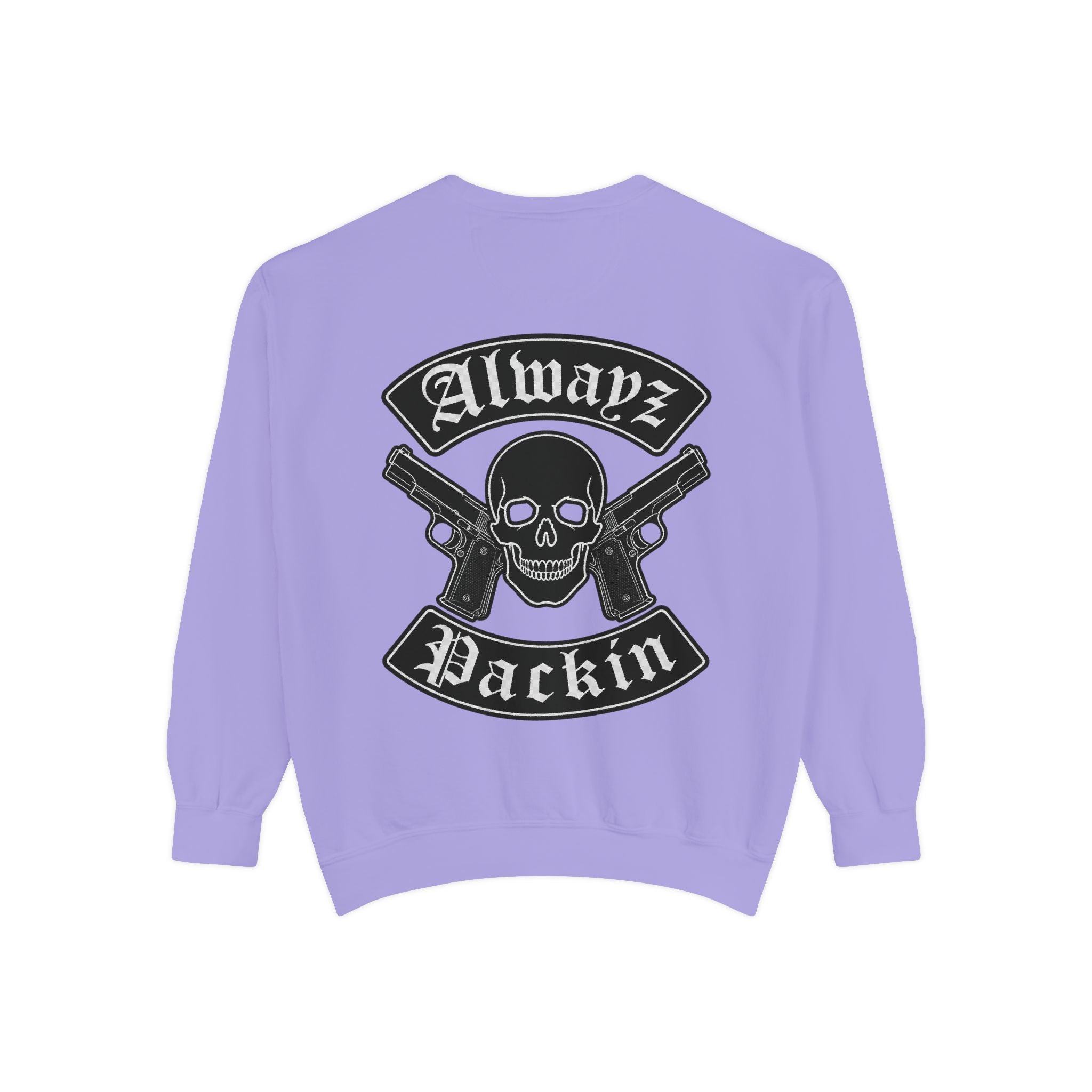 Alwayz Packin Front/ Skull and Guns with Rocker Back Sweatshirt