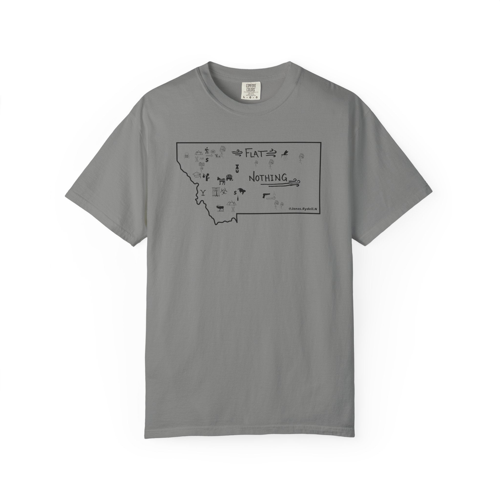 Flat Nothing Montana map T-shirt | state outline sketch