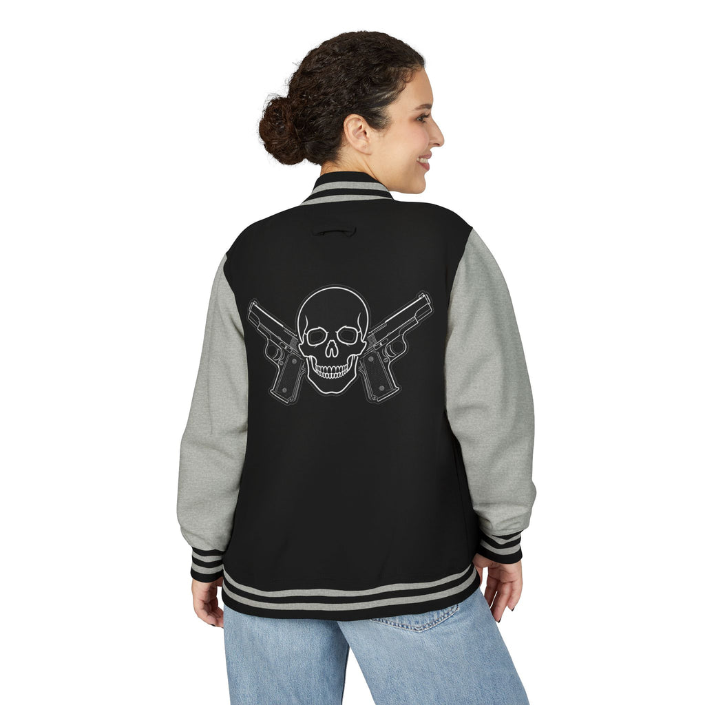 Alwayz packin front/ Alwayz Packin Skull and guns back Unisex Heavyweight Letterman Jacket