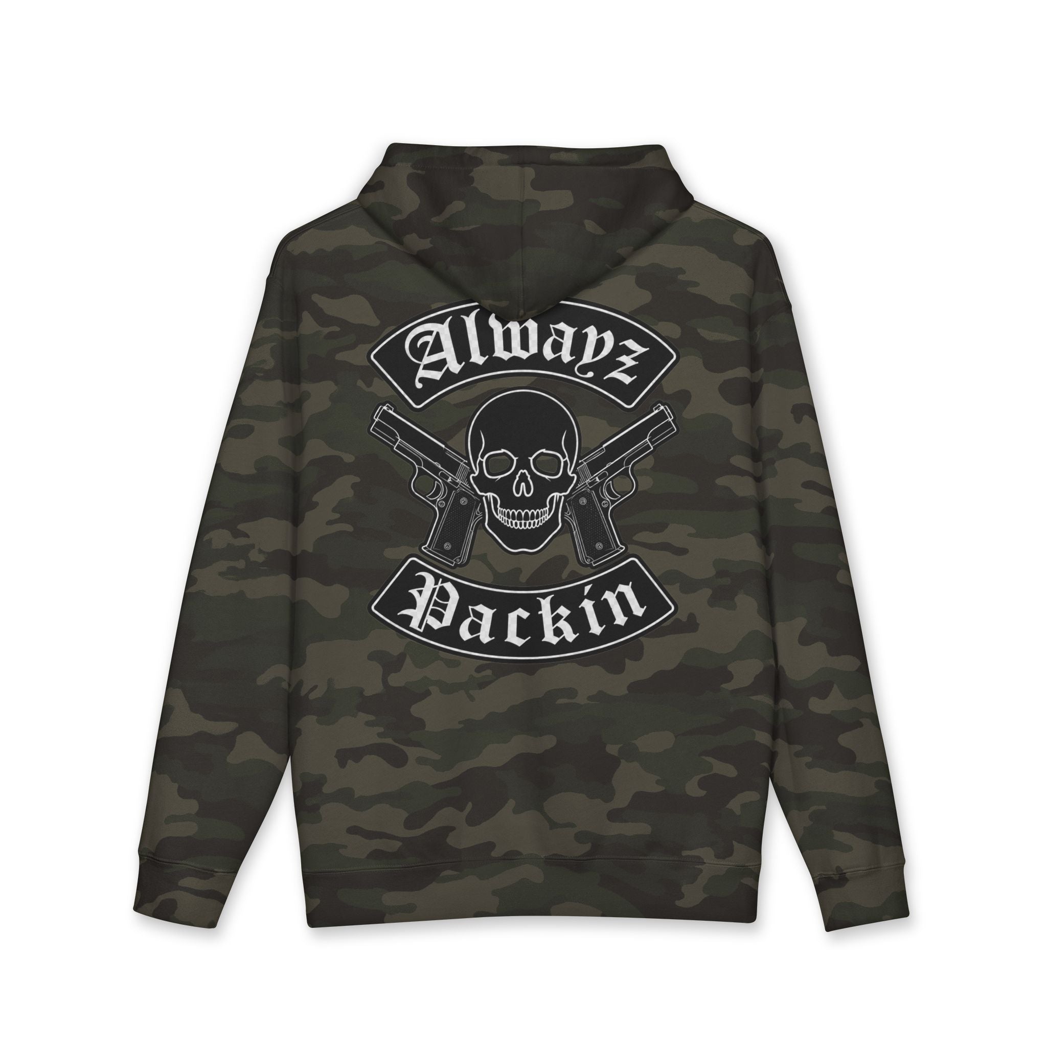 Alwayz Packin Front/ Skull and Guns Back with Rocker