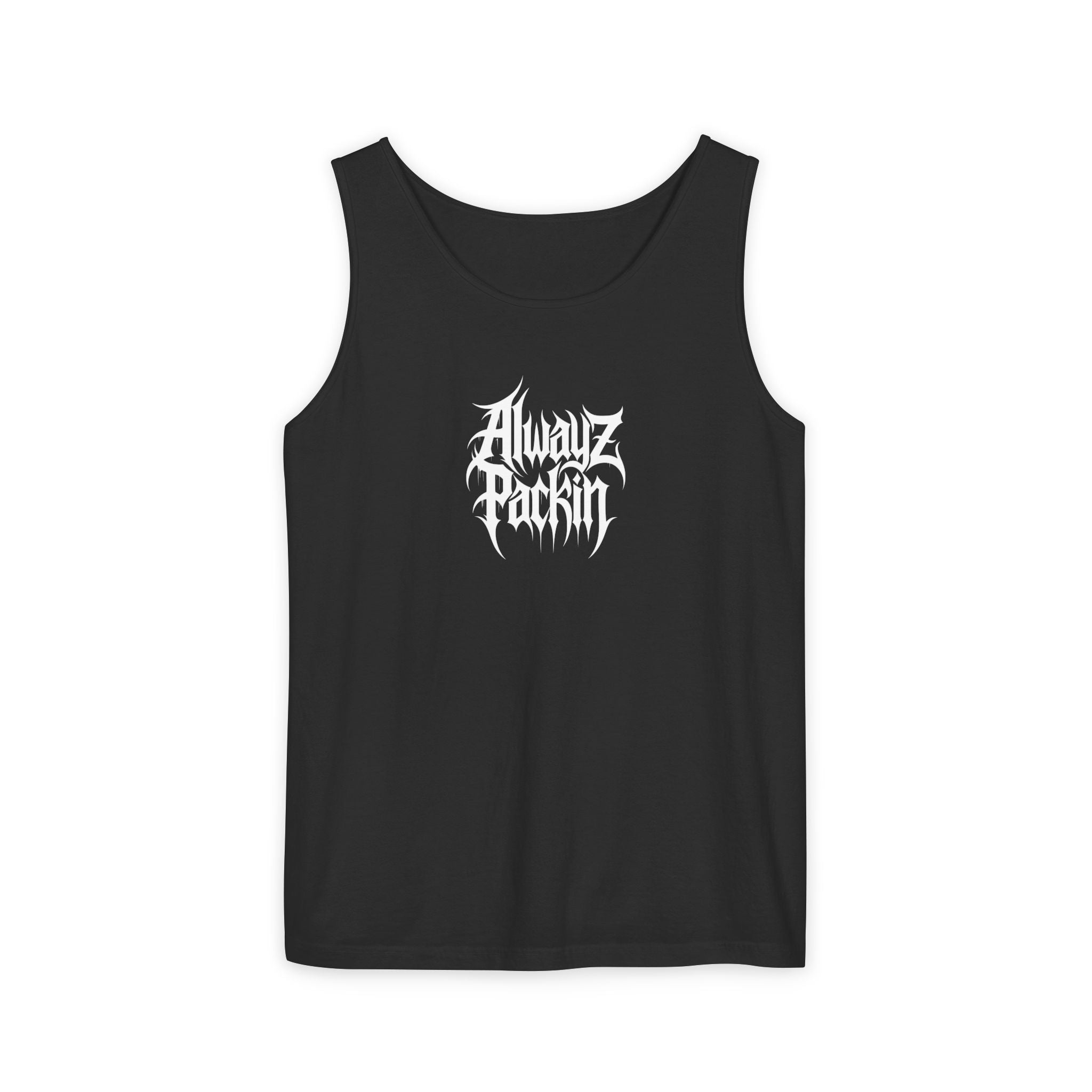 Alwayz Packin Heavy Metal Front Skull Guns back Tank