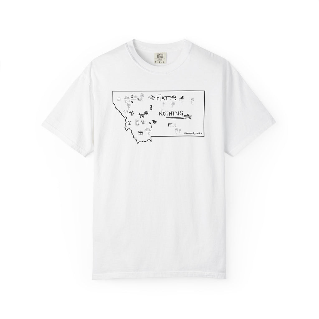 Flat Nothing Montana map T-shirt | state outline sketch