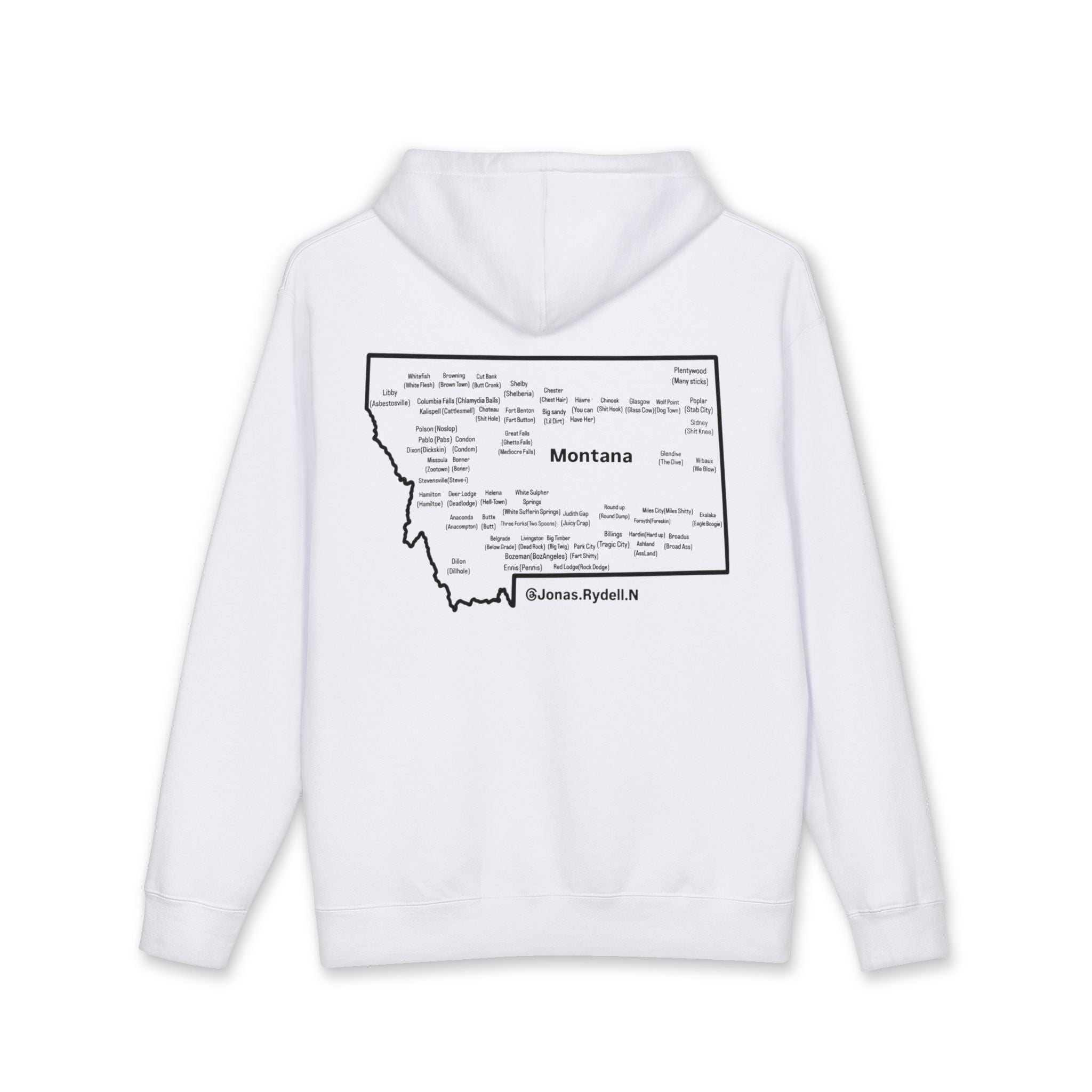 Montana (Not a Touron) Front/ Map with Towns and Nicknames back
