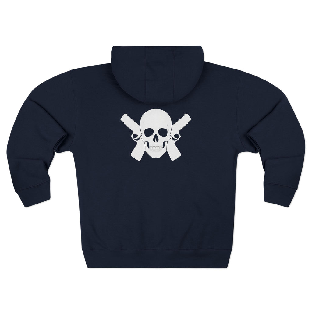 Alwayz Packin Front/ Skull and Guns in back Zip up Hoodie