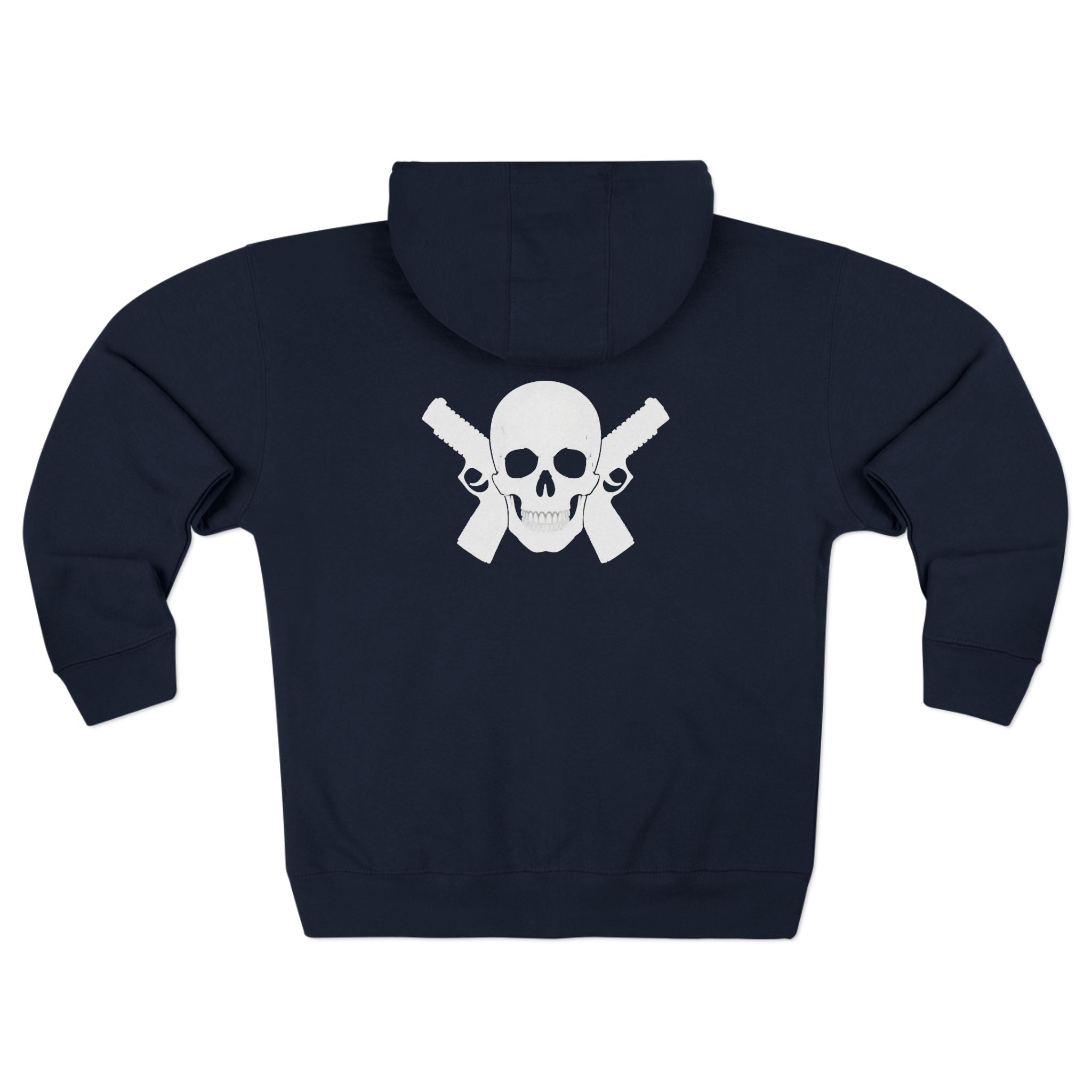 Alwayz Packin Front/ Skull and Guns in back Zip up Hoodie