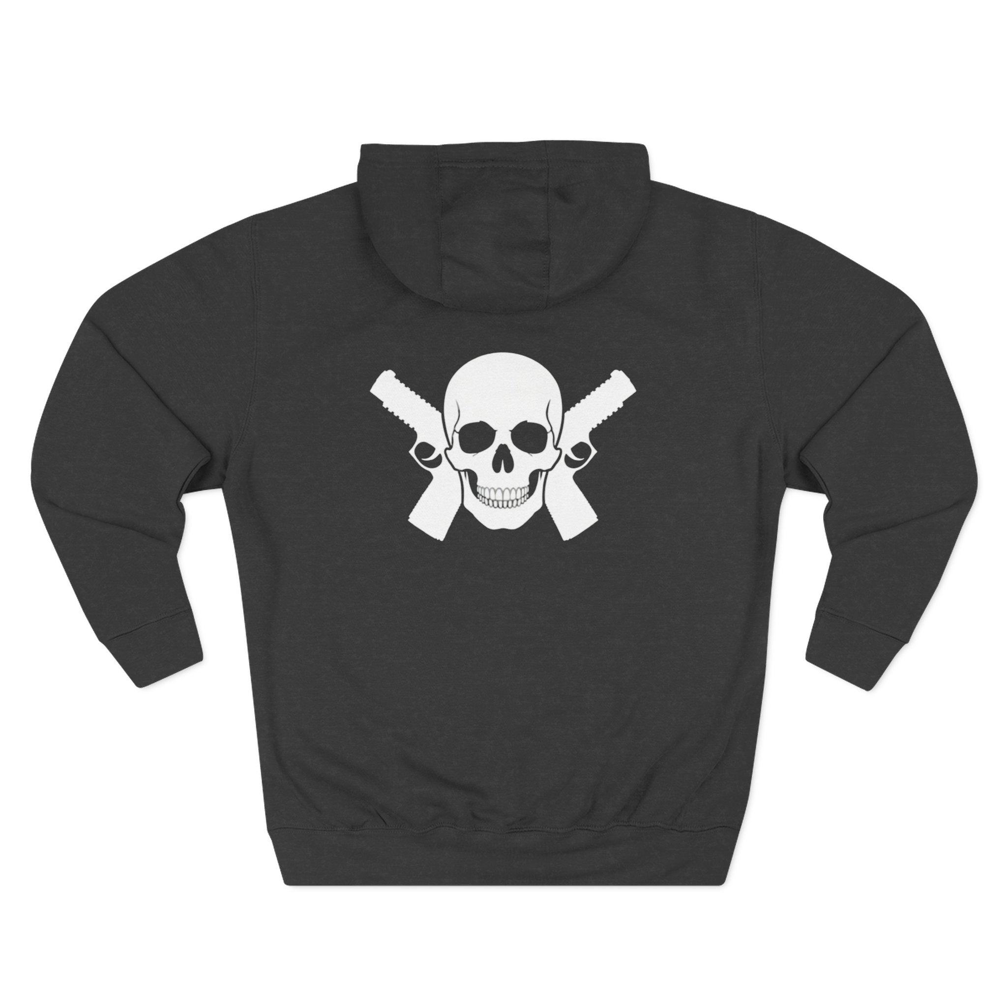 Always Packin Heavy Metal Print with Skull and Cross Guns on back