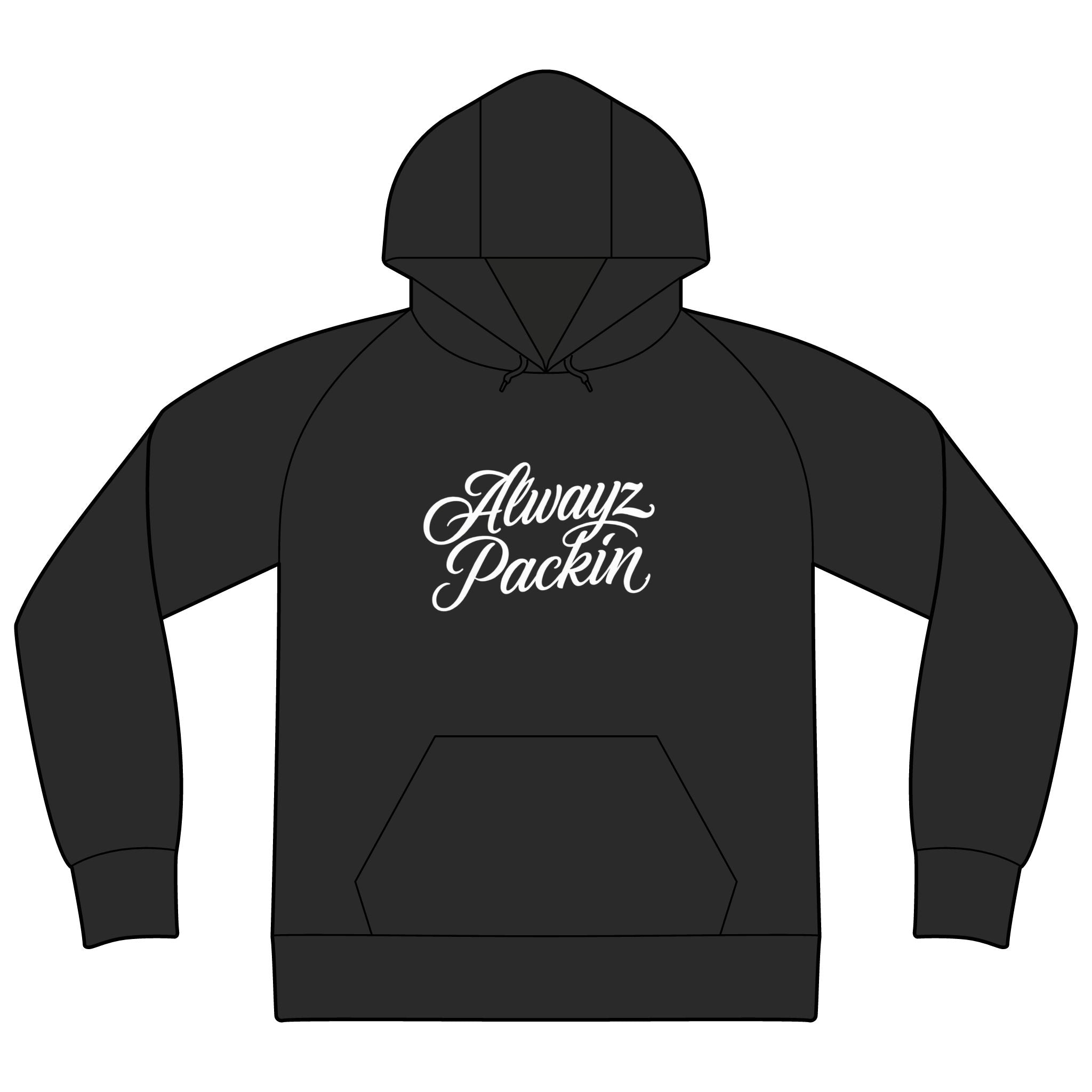 Alwayz packin front/ skull and guns back Unisex Raglan Hooded Sweatshirt