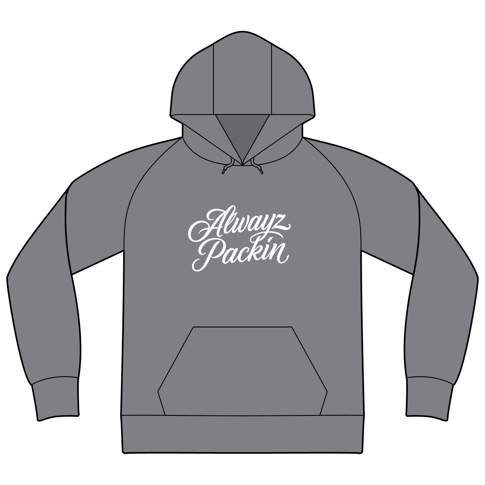 Alwayz packin front/ skull and guns back Unisex Raglan Hooded Sweatshirt