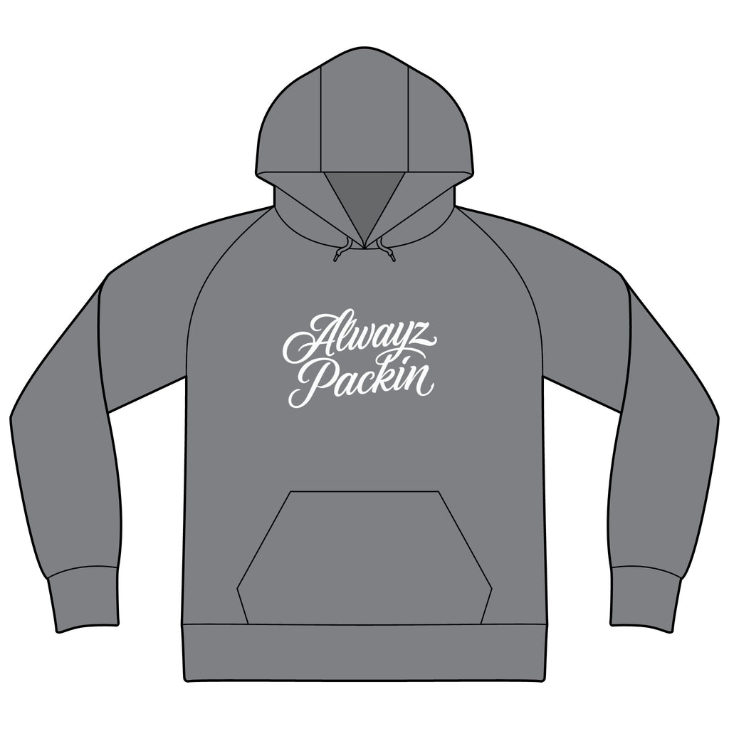 Alwayz packin front/ skull and guns back Unisex Raglan Hooded Sweatshirt