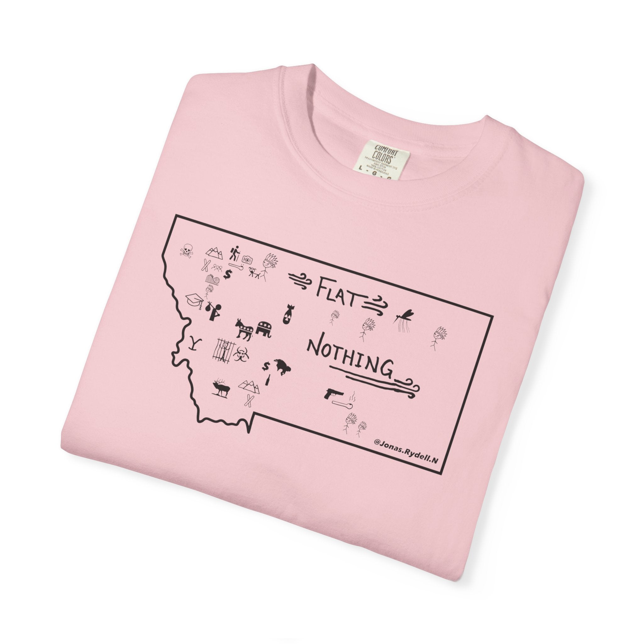 Flat Nothing Montana map T-shirt | state outline sketch