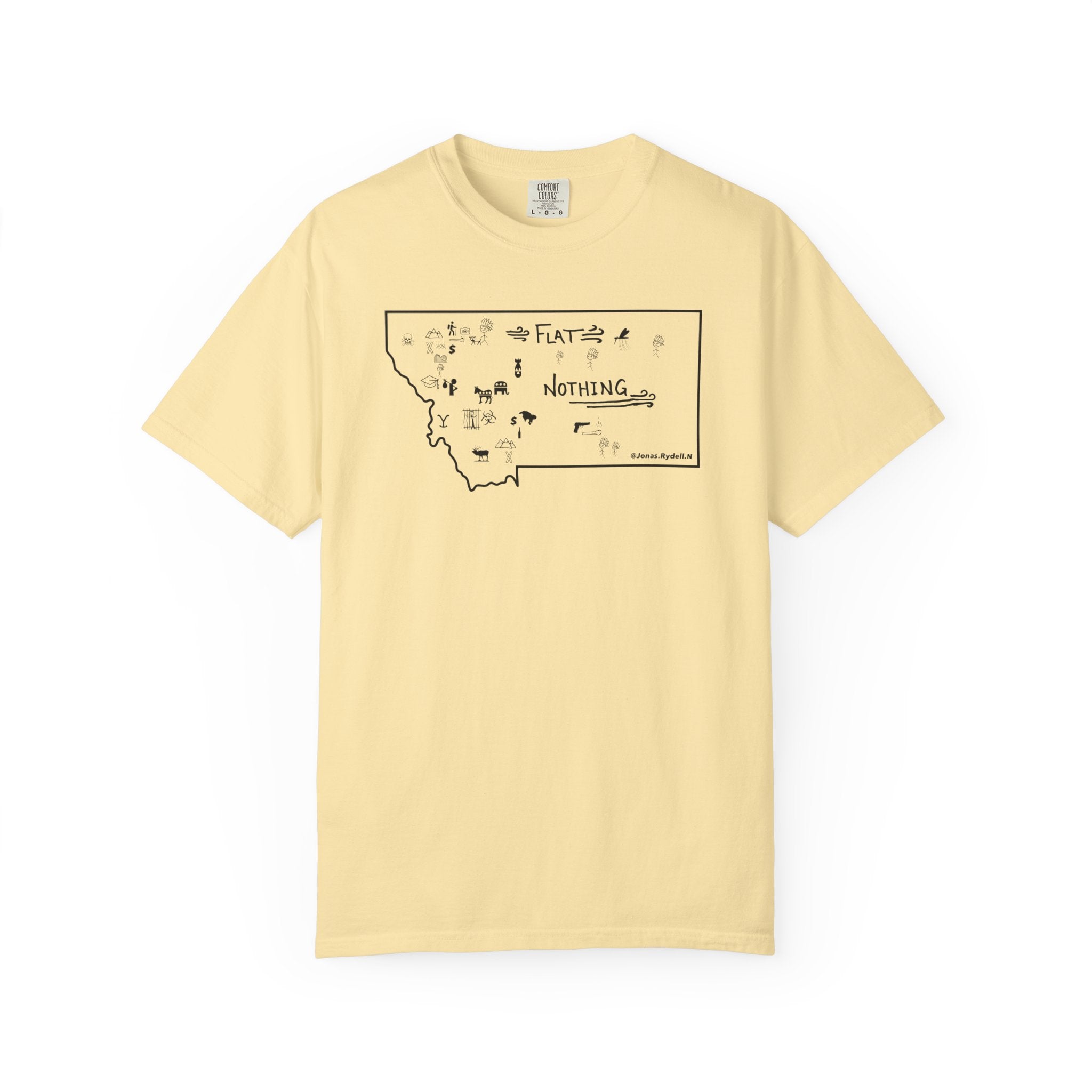 Flat Nothing Montana map T-shirt | state outline sketch