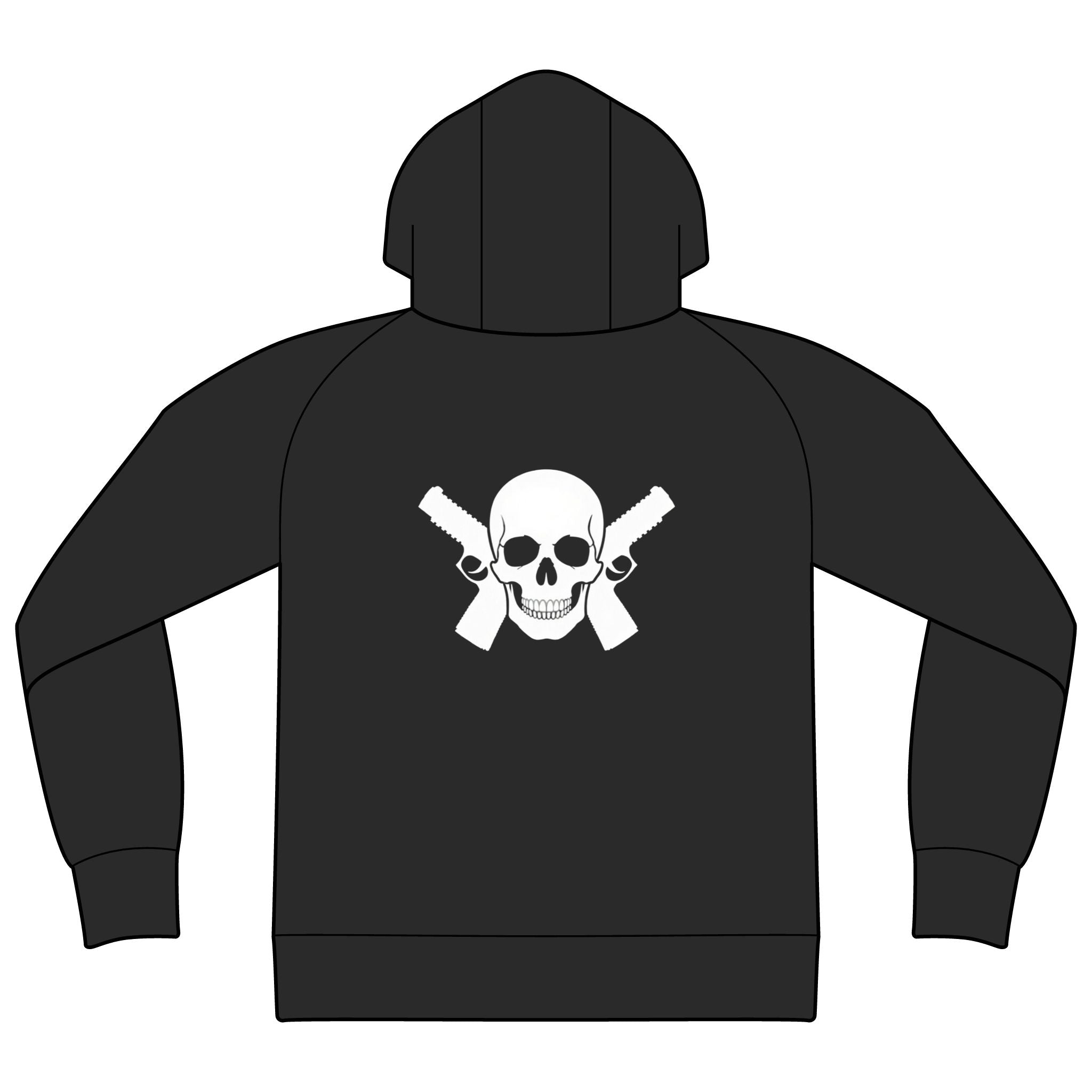 Alwayz packin front/ skull and guns back Unisex Raglan Hooded Sweatshirt
