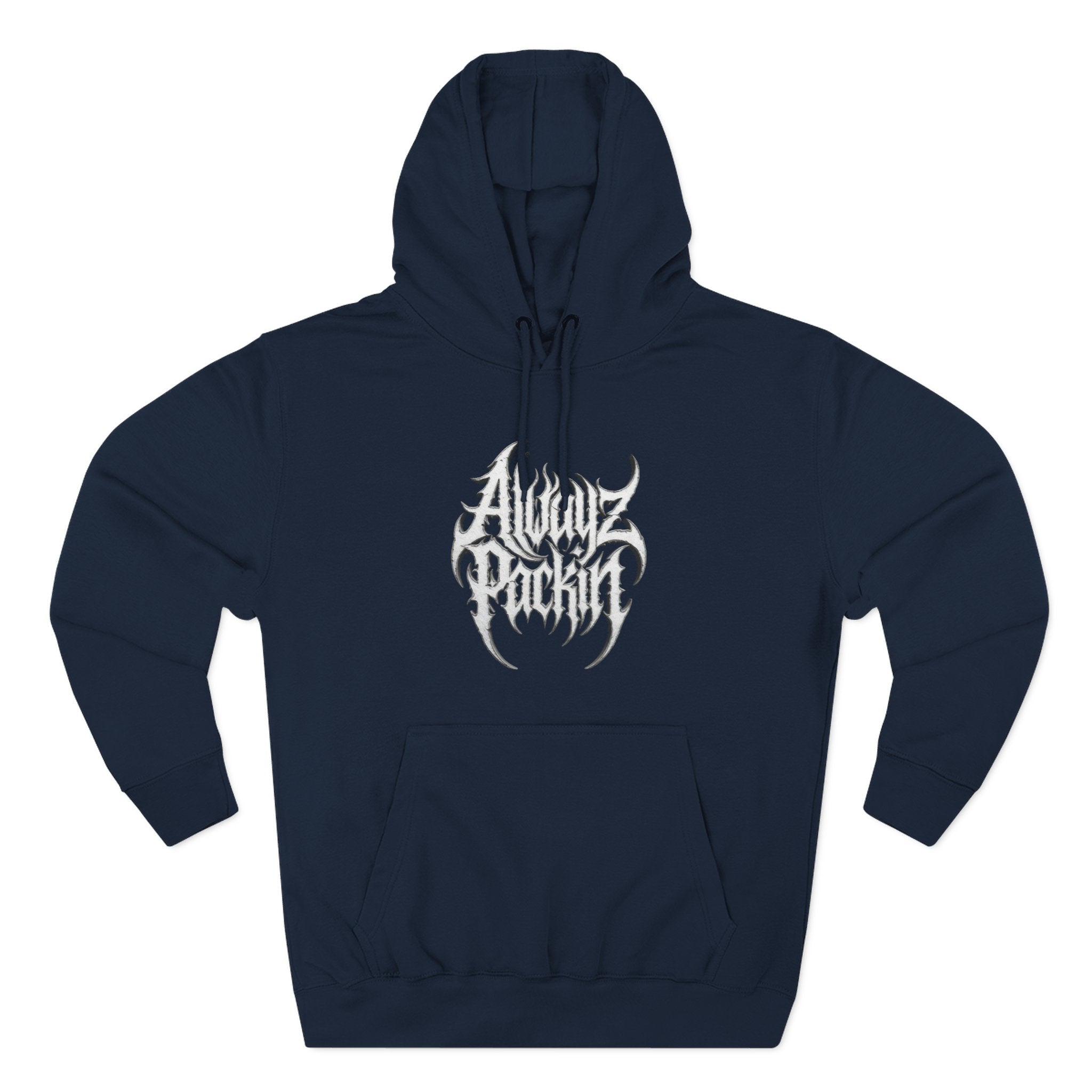 Abstract Tribal Logo hoodie | minimalist black emblem on white pullover