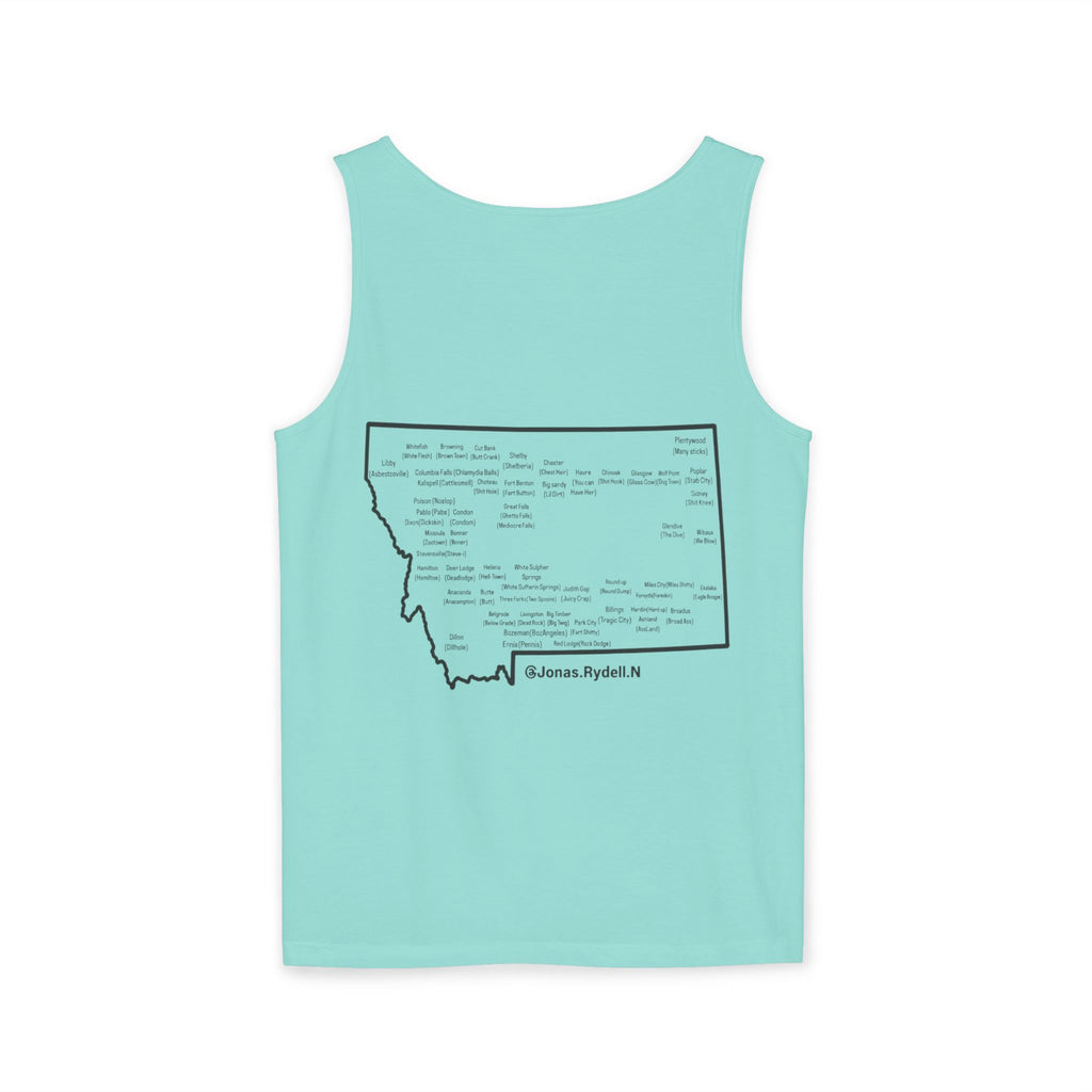 Montana (Not A Touron) Front/ Towns and Nicknames Map Back Tank Top