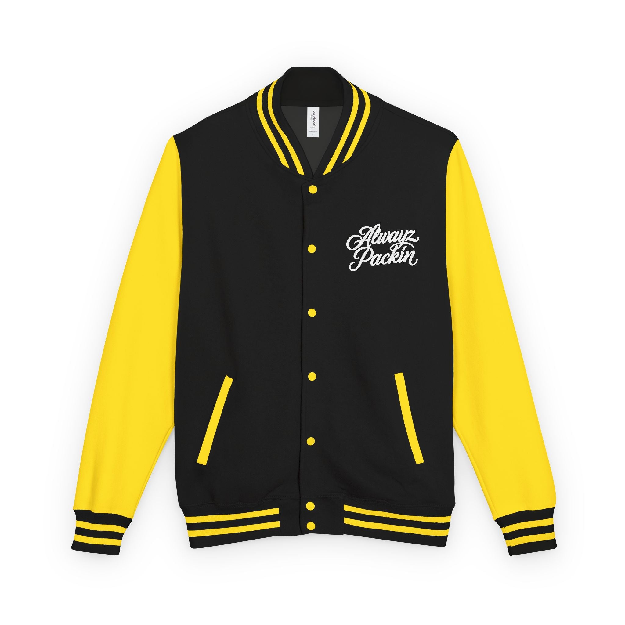 Alwayz packin front/ Alwayz Packin Skull and guns back Unisex Heavyweight Letterman Jacket