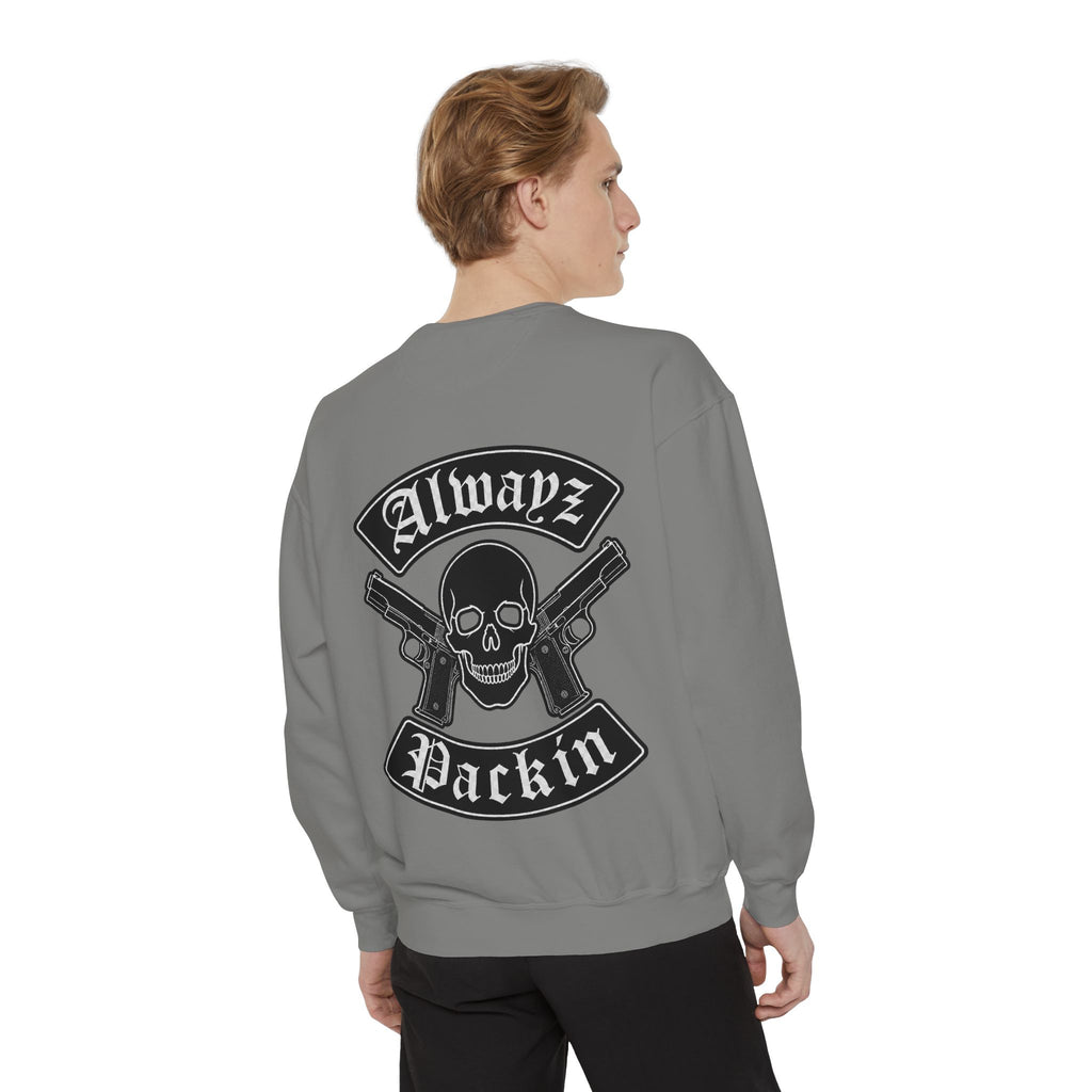 Alwayz Packin Front/ Skull and Guns with Rocker Back Sweatshirt