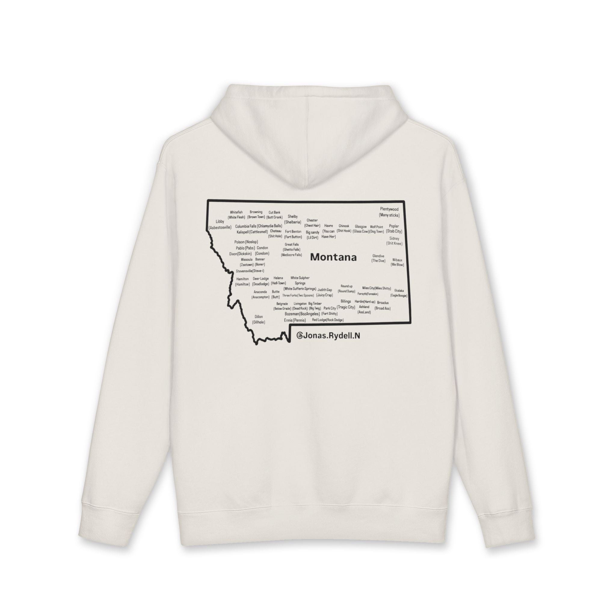 Montana (Not a Touron) Front/ Map with Towns and Nicknames back