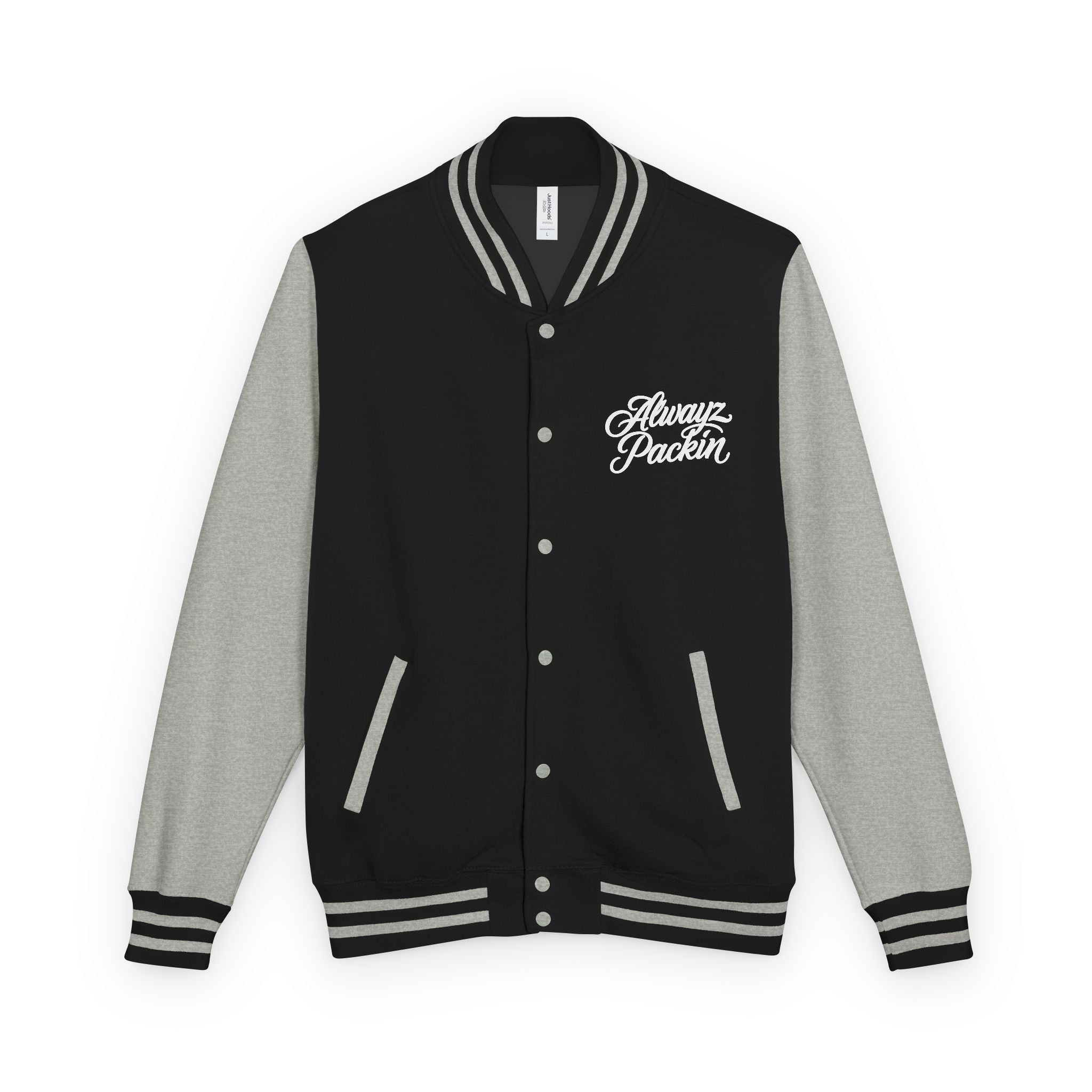 Alwayz packin front/ Alwayz Packin Skull and guns back Unisex Heavyweight Letterman Jacket