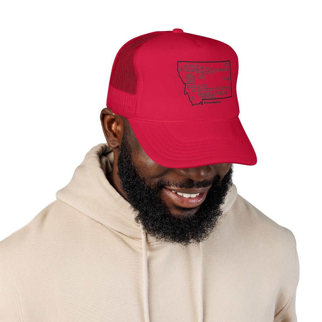 Montana Map Trucker Hat — Vintage Road Map Design