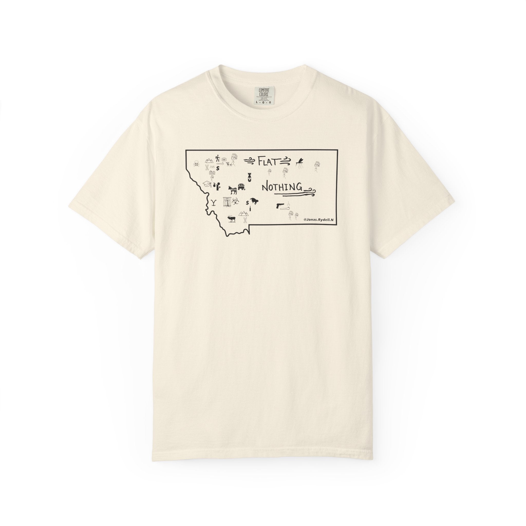 Flat Nothing Montana map T-shirt | state outline sketch
