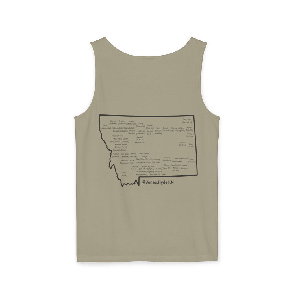Montana (Not A Touron) Front/ Towns and Nicknames Map Back Tank Top