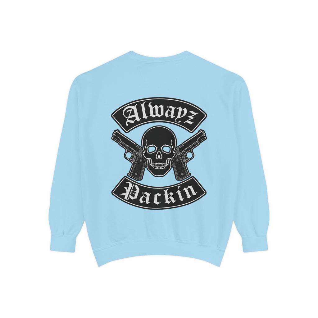 Alwayz Packin Front/ Skull and Guns with Rocker Back Sweatshirt