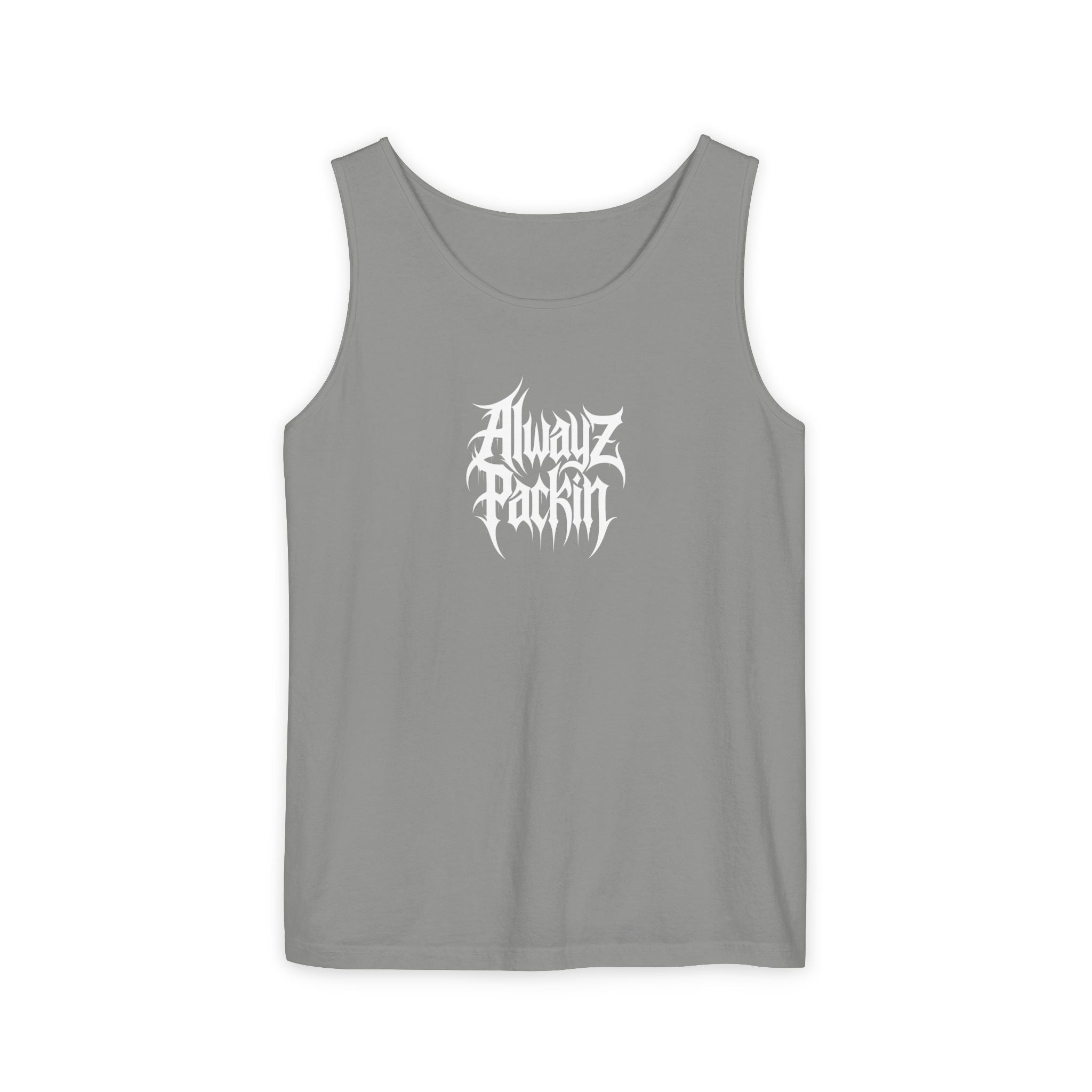 Alwayz Packin Heavy Metal Front Skull Guns back Tank