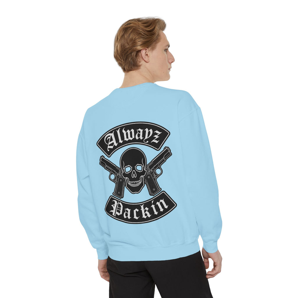 Alwayz Packin Front/ Skull and Guns with Rocker Back Sweatshirt
