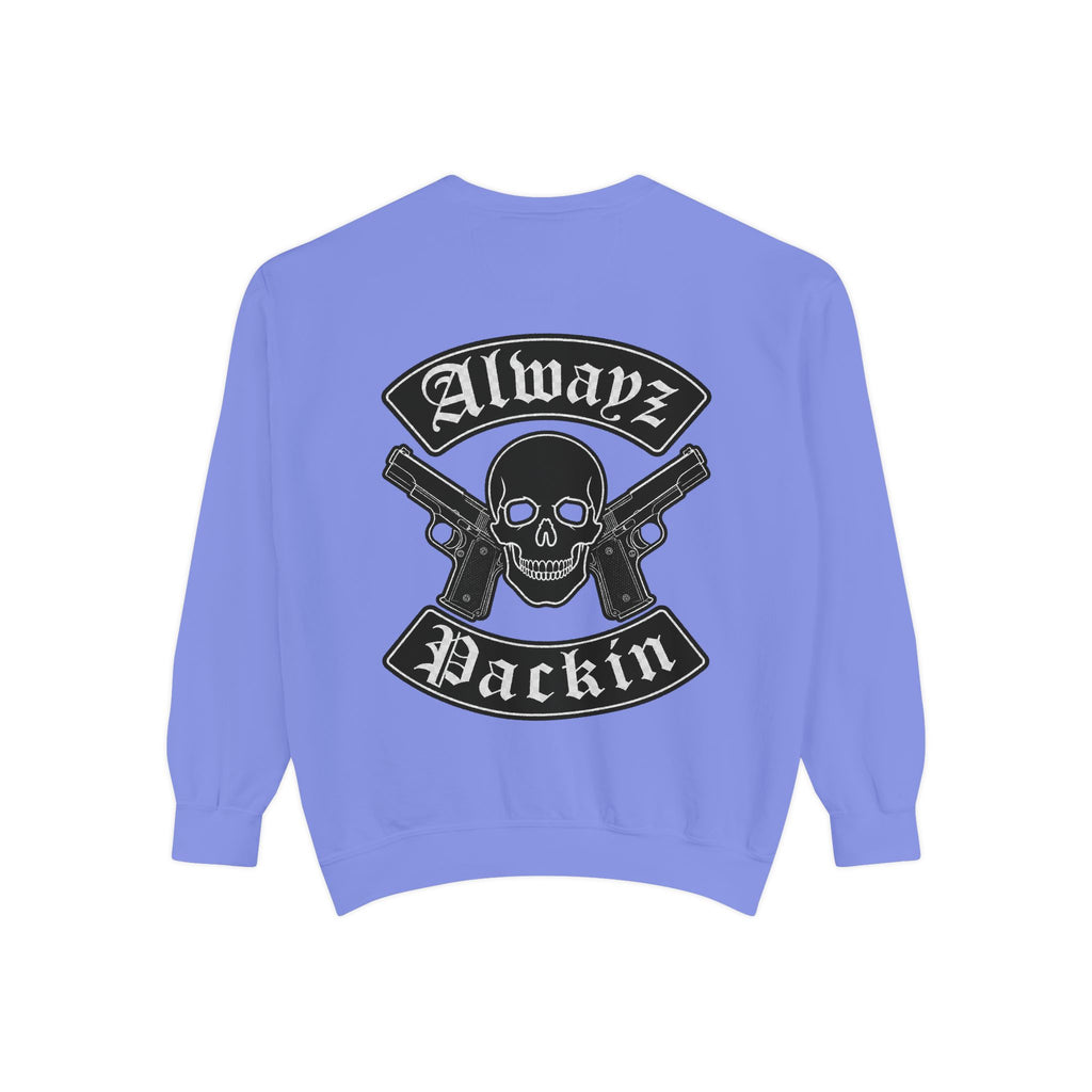 Alwayz Packin Front/ Skull and Guns with Rocker Back Sweatshirt