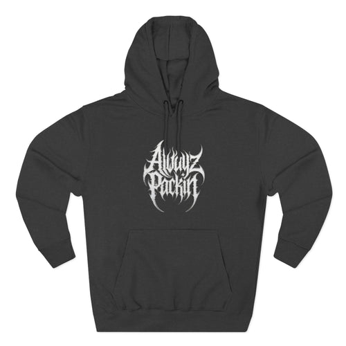 Always Packin Heavy Metal Print with Skull and Cross Guns on back