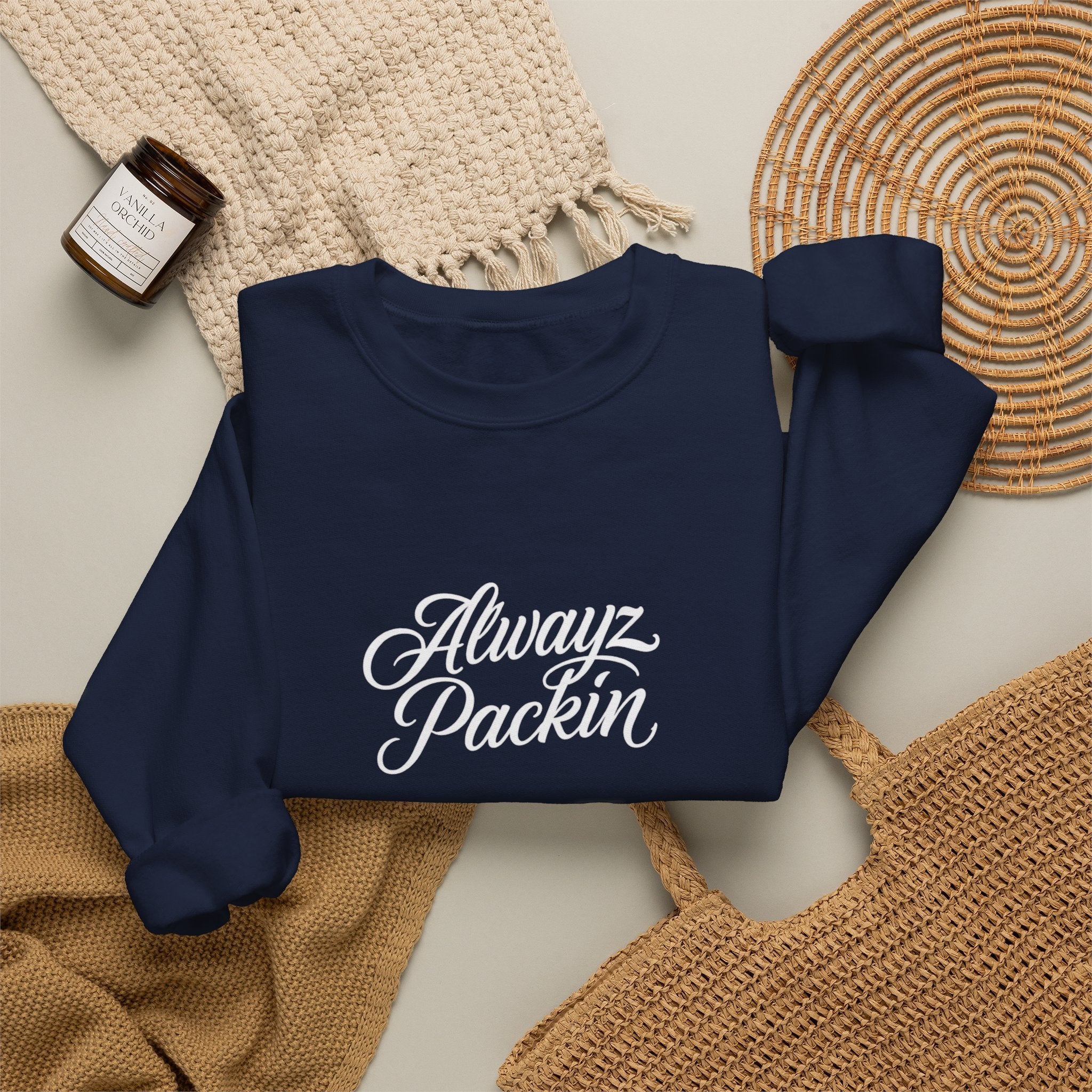 "Alwayz Packin" Front with Skull & Crossed Pistols Back